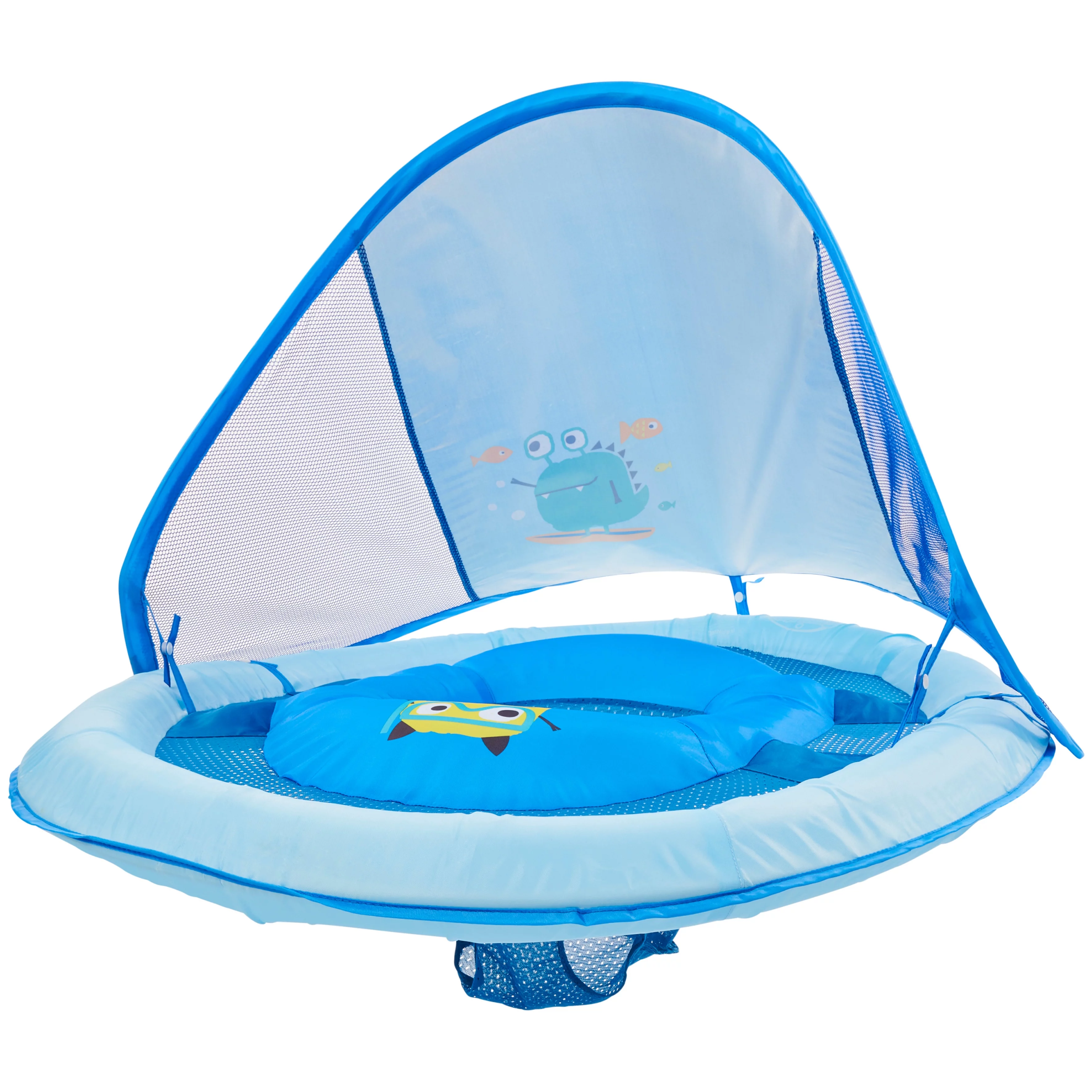 SwimWays Baby Spring Float Sun Canopy, Inflatable Pool Float for Baby Boys, Blue