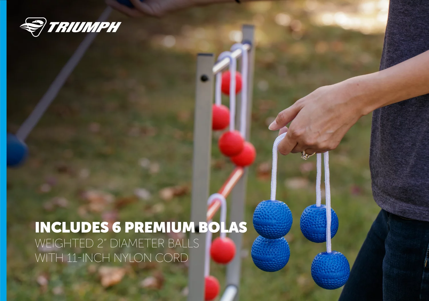 Triumph All Pro Series Press Fit Outdoor Ladderball Set Includes 6 Soft Ball Bolas and Durable Sport Carry Bag