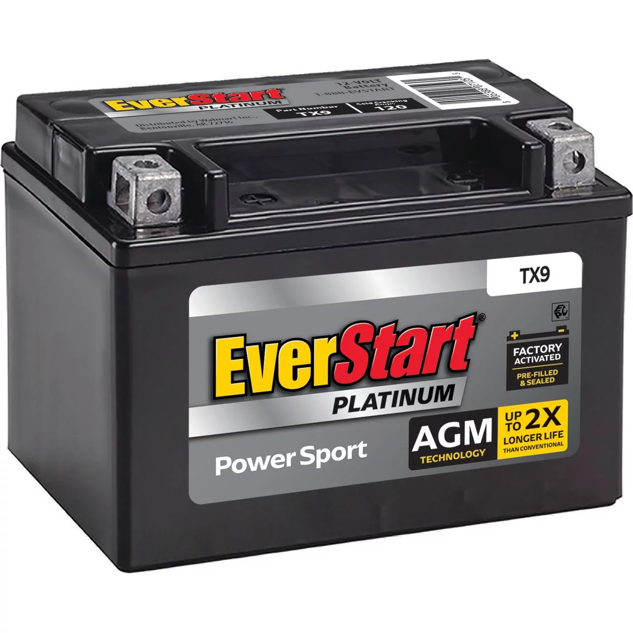 Everstart Powersport Battery TX9 – 12 Volt, 120 CCA