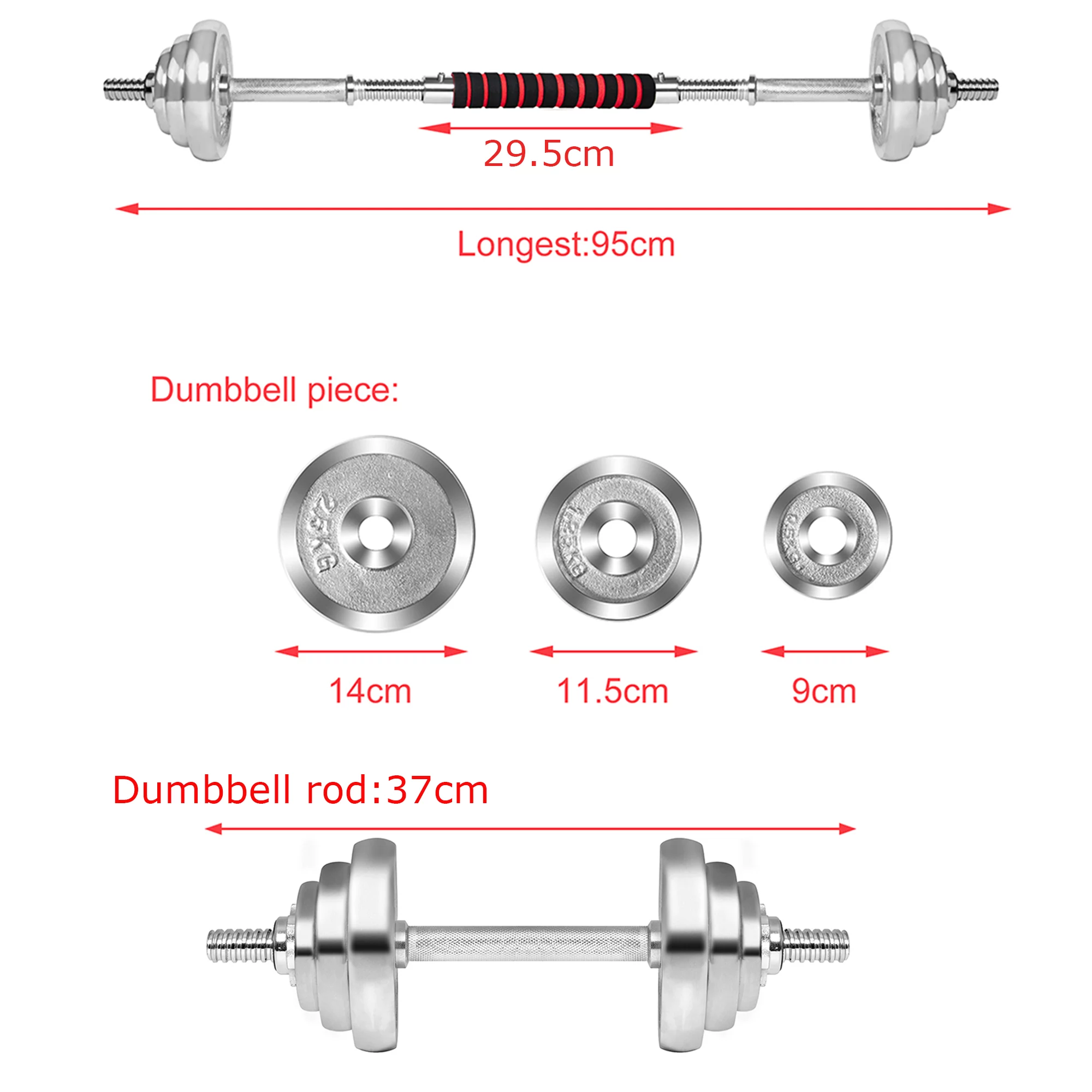 Dumbbells Barbell Set Dumbbell Bar Set Adjustable Barbell Lifting Dumbells Weight Set Fitness Free Exercise Home Gym Biceps Weight Loss Training