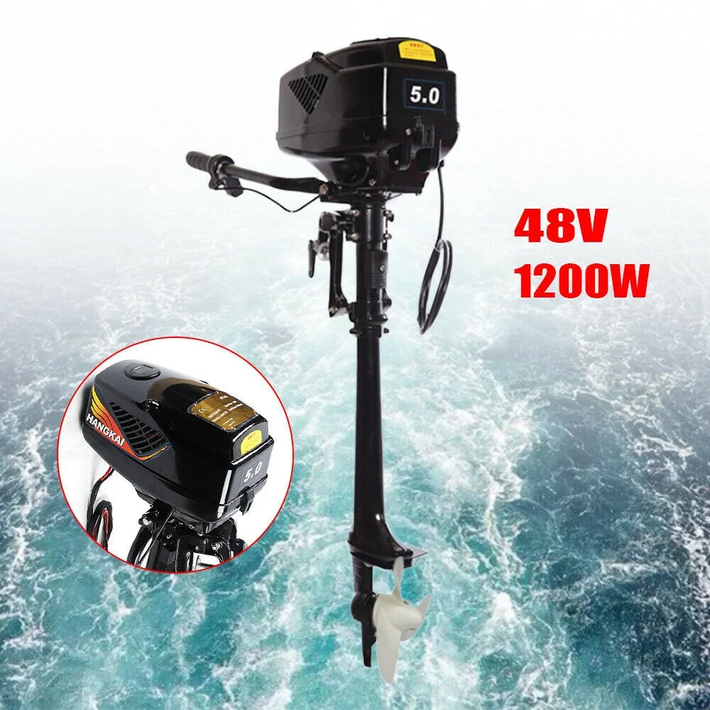 Wuzstar 5HP 48V Electric Outboard Motor Fishing Boat Engine Trolling Ship Propeller 1200W