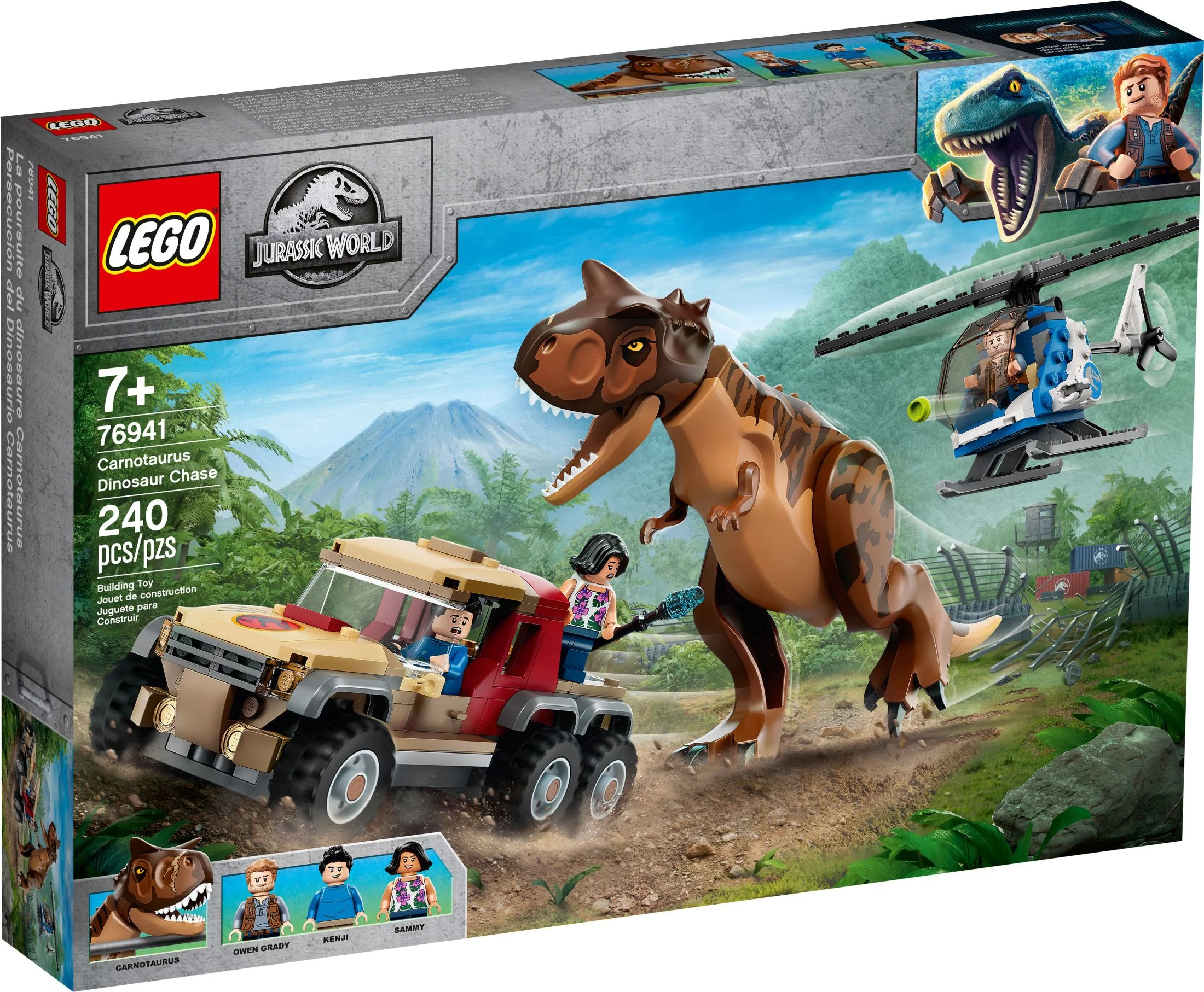 LEGO Jurassic World Carnotaurus Dinosaur Chase 76941 Building Toy Playset (240 Pieces)