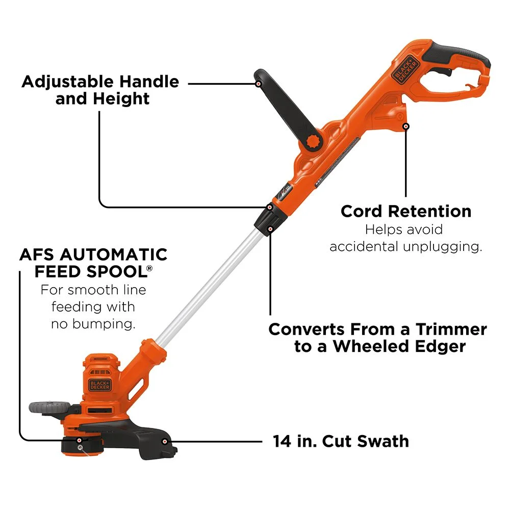 BLACK+DECKER String Trimmer With Auto Feed, Electric, 6.5-Amp, 14-Inch, (BESTA510)