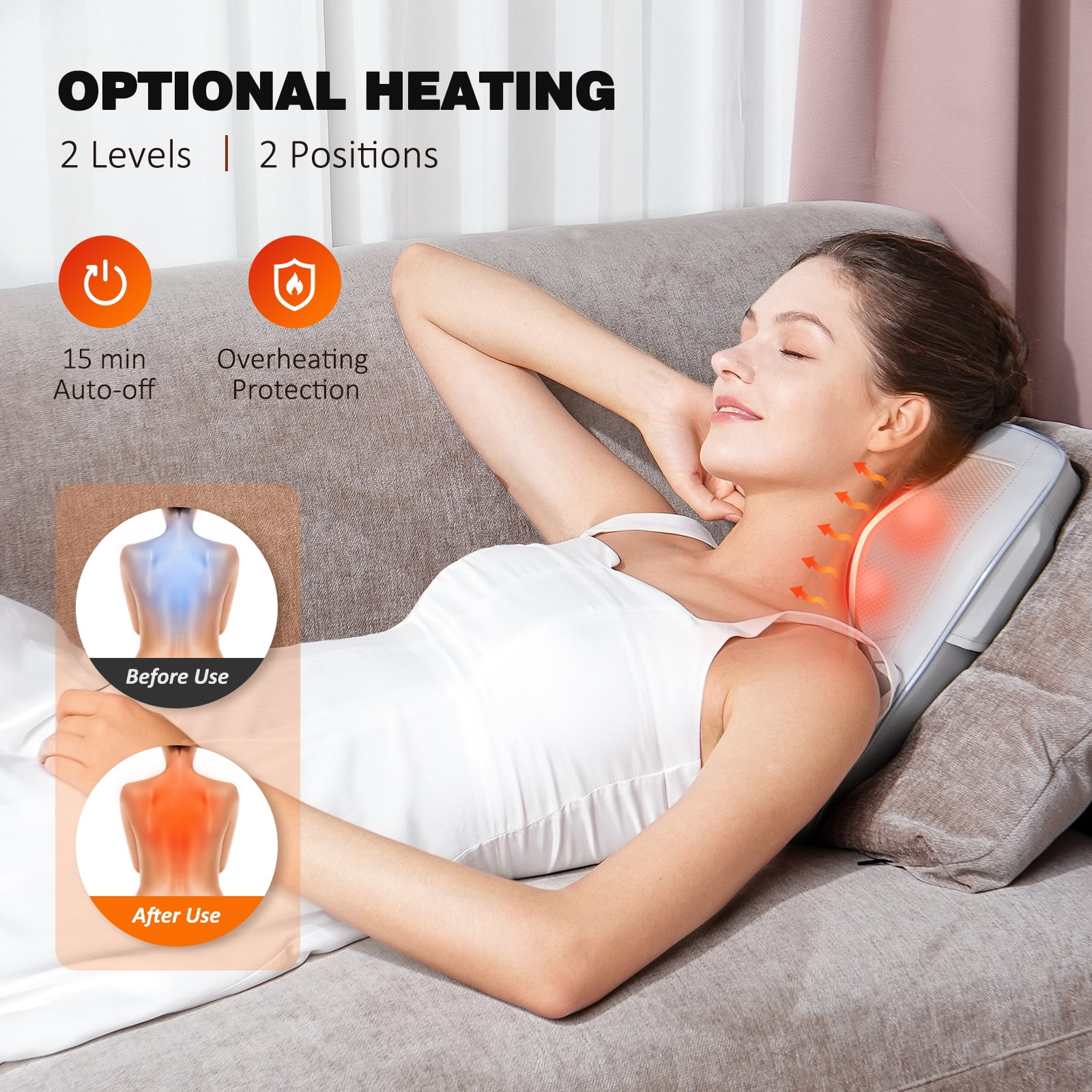 Back Massager with Heat, Rechargeable Cordless 3D Shiatsu Massager for Neck, Back, Shoulder & Leg Pain Relief Deep Tissue, Gifts for Men Women