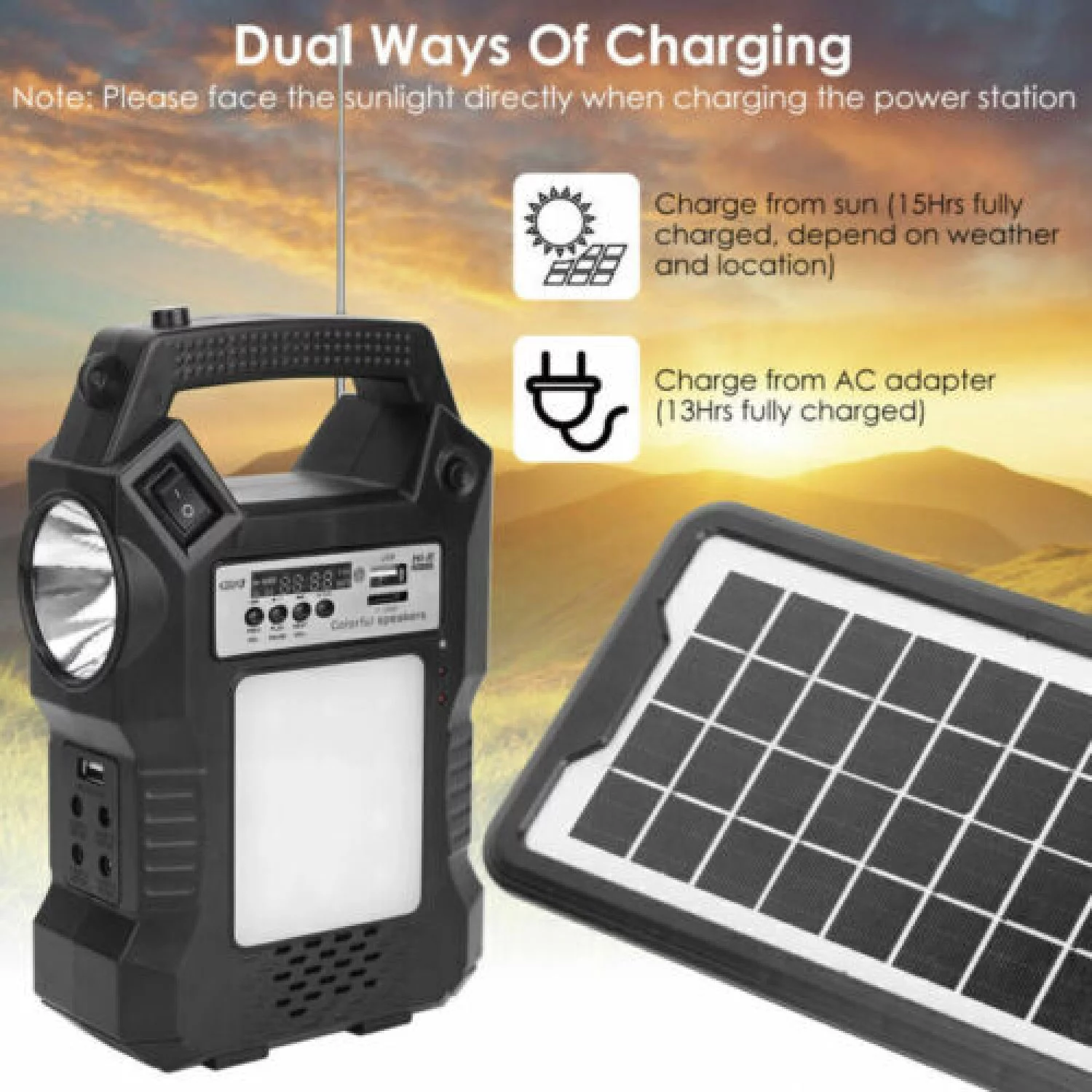 Power Station Solar Generator Panel Power Bank Outlet Camping Emergency Portable