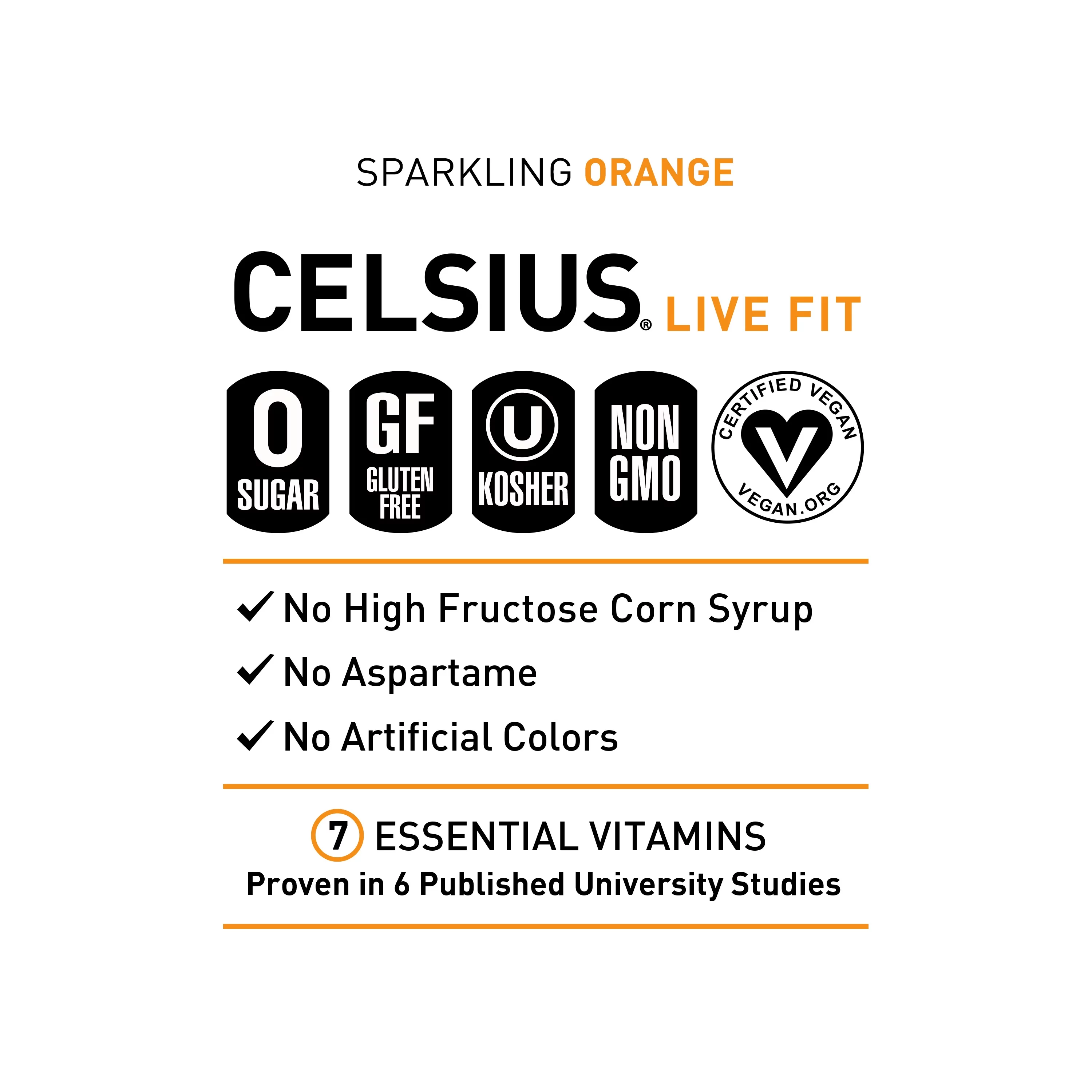 CELSIUS Essential Energy Drink 12 Fl Oz, Sparkling Orange (Single)