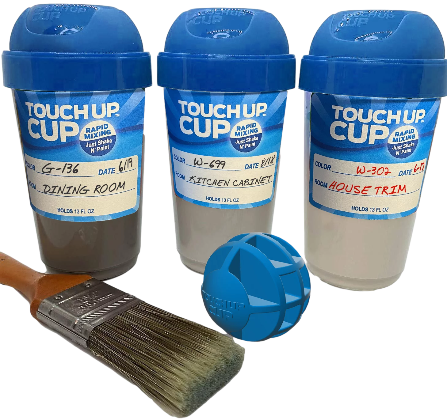 Touch Up Cup 13 oz Empty Leftover Paint Storage Containers with Lids, 3 Pack