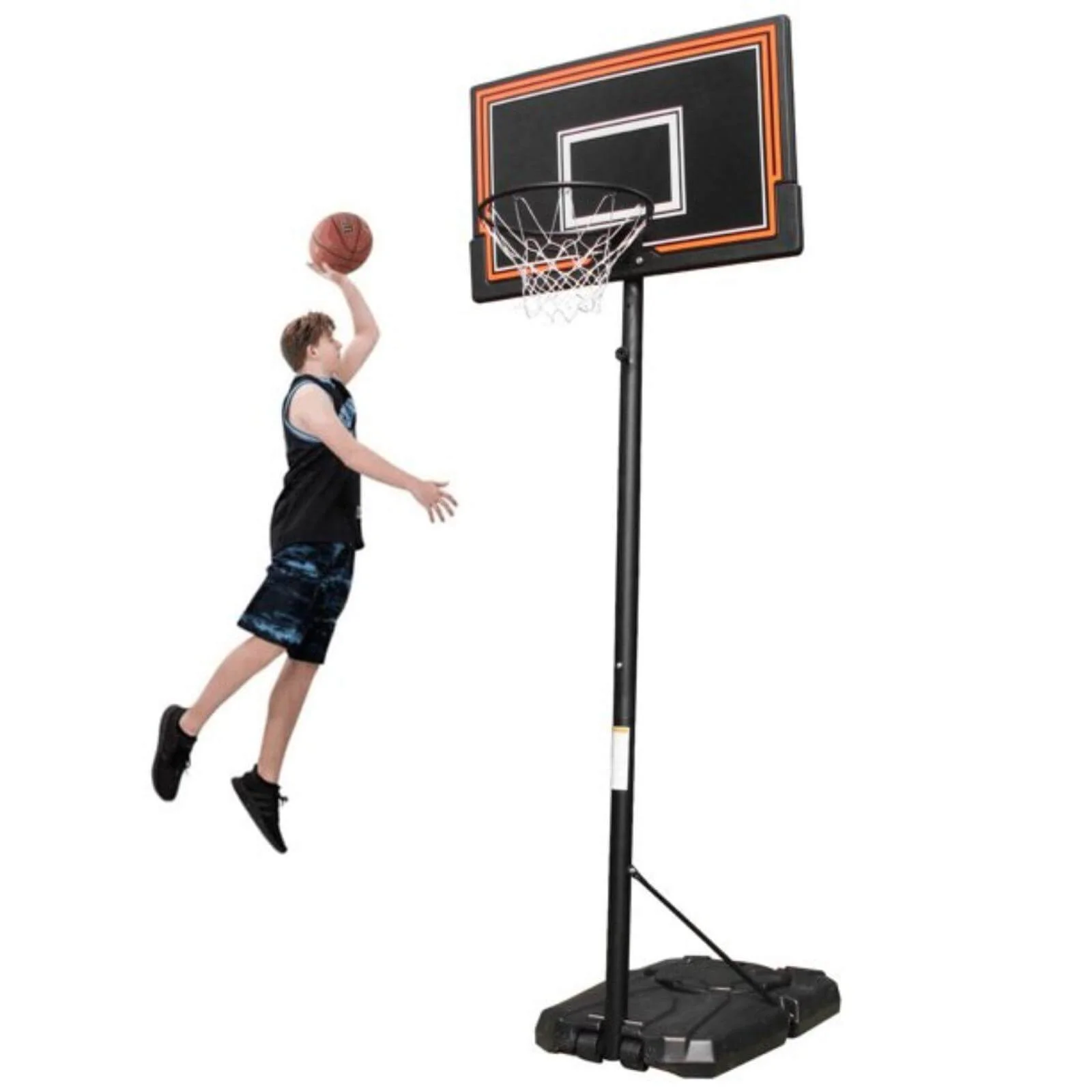 NiamVelo  Basketball Hoop Basketball Goal, 7-10FT Height Adjustable Basketball Backboard with Stand & Wheels  for Kids Adult Youth Black