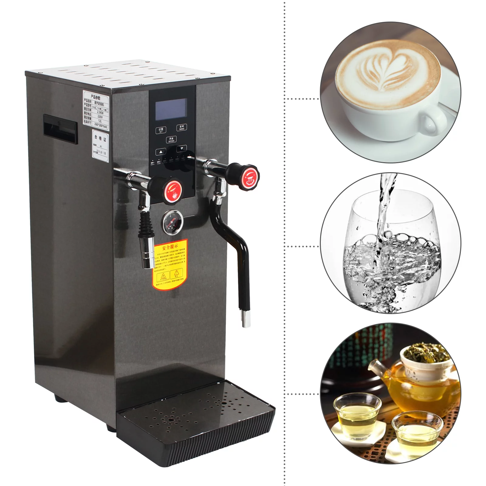 Miumaeov Milk Frother Electric Multi Commercial Coffee Maker Steam Water Boiling Machine LCD screen displays Milk Foam Maker Steam Milk Frothing Machine for Coffee Milk Tea Coffee Dessert Shop