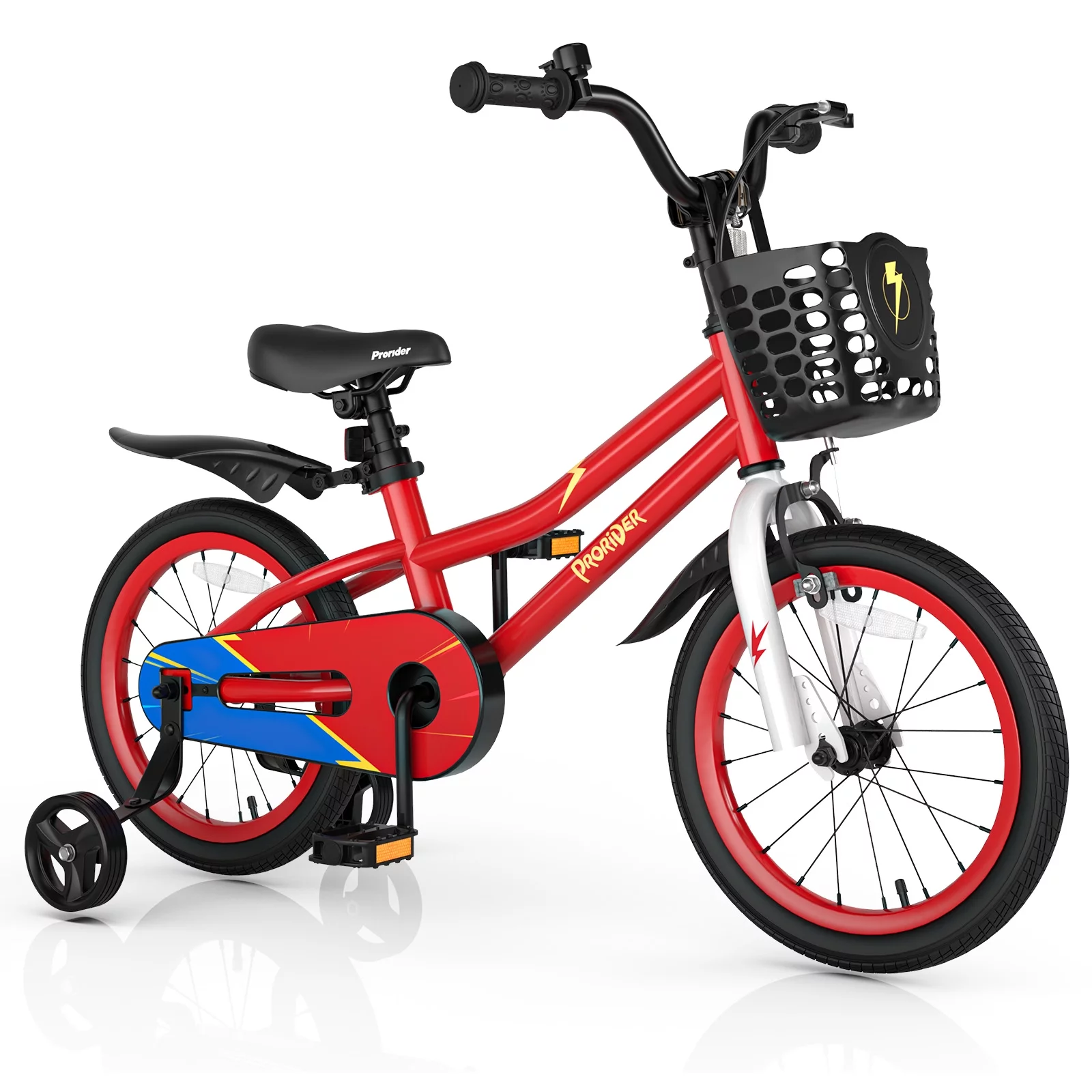 Costway 16” Kid’s Bike with Removable Training Wheels & Basket for 4-7 Years Old Red