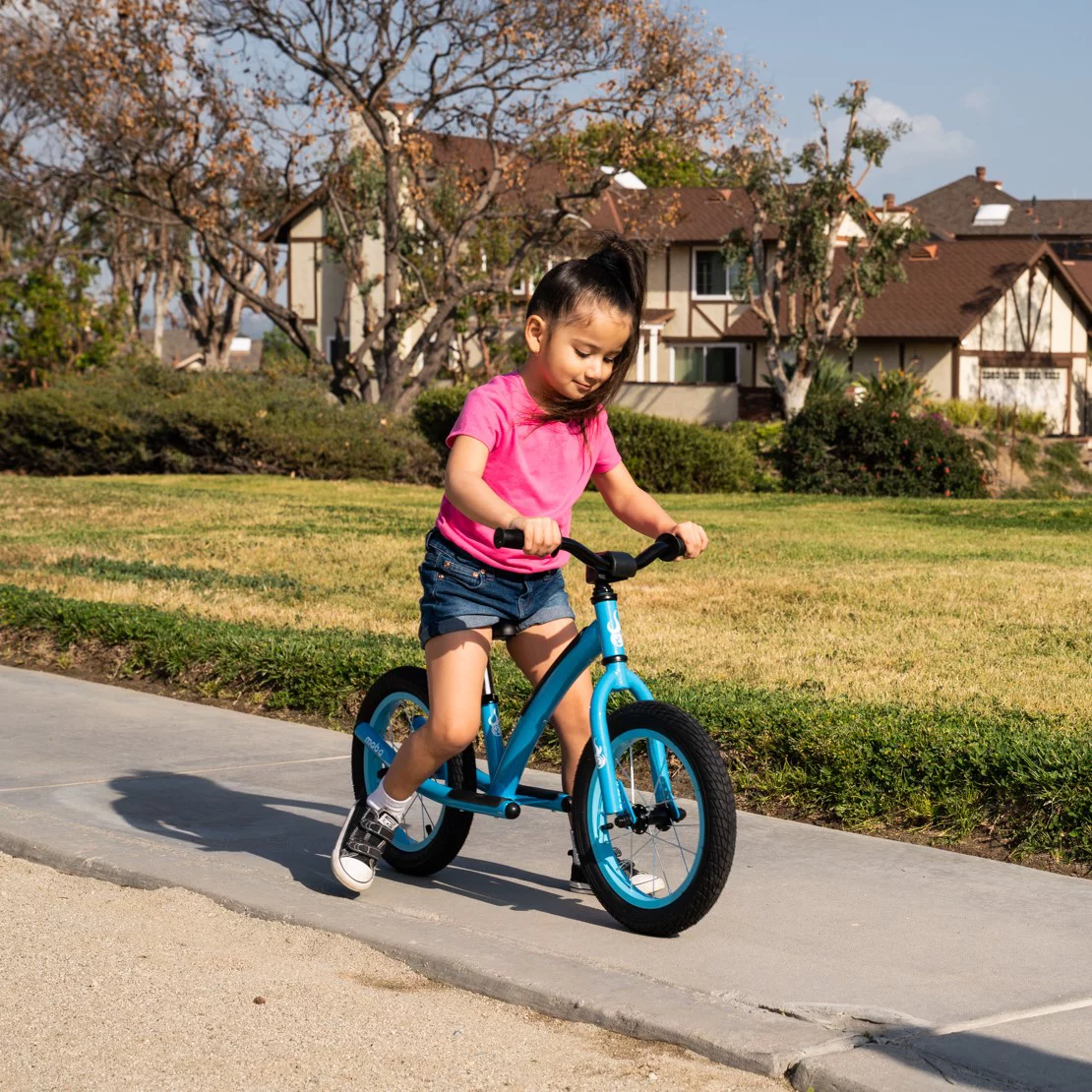 Mobo Explorer X Padded Balance Bike. Kids No-Pedal Bicycle, 14?? Wheels, Blue