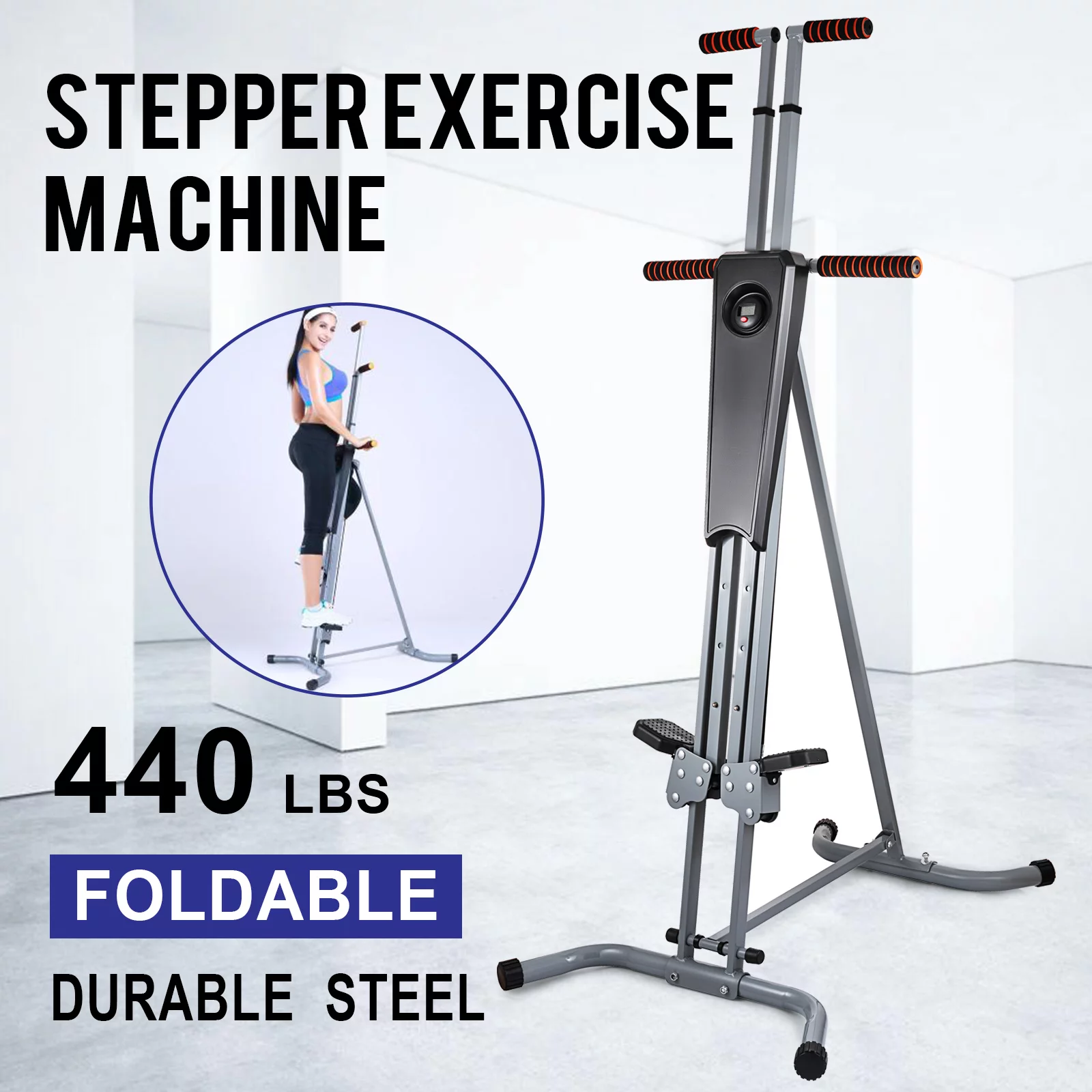 SHZOND Folding Vertical Climber Stepper 2 in 1 Cardio Exercise Fitness Foldable Climbing Machine