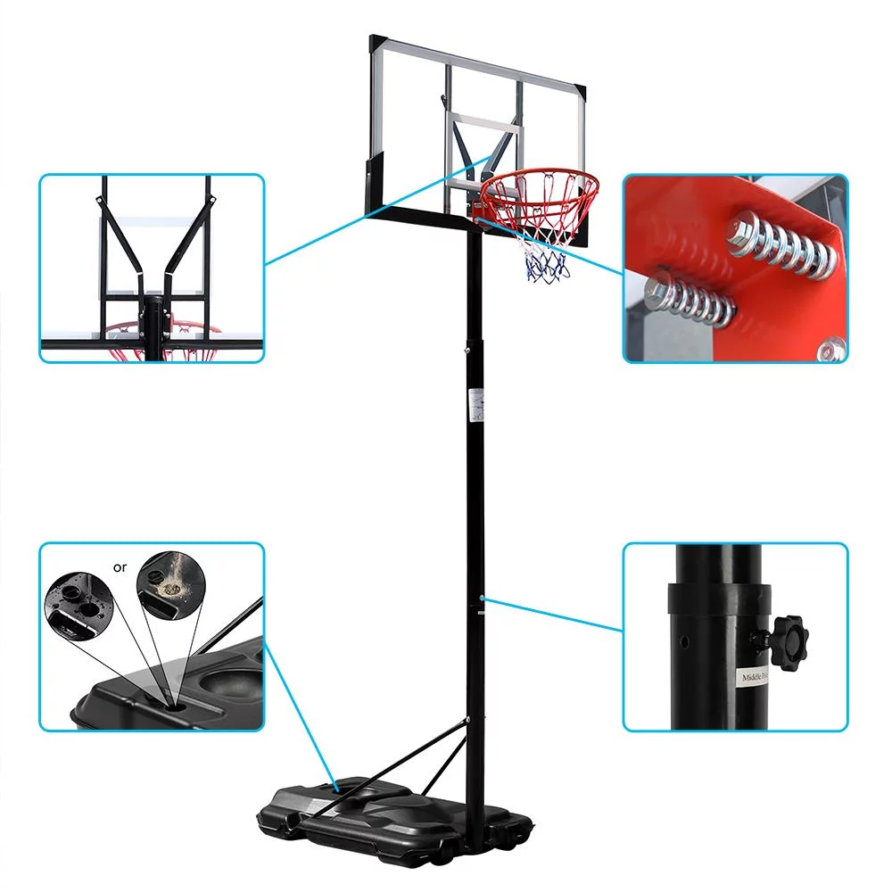 Ktaxon 44in Portable Basketball Hoop, 8ft – 10ft Height Adjustable Basketball Goal System, with Wheels and Shatterproof Backboard