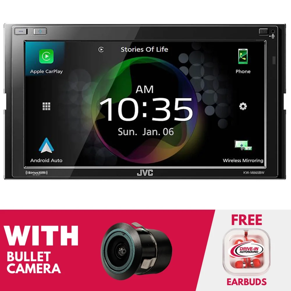 New JVC KW-M865BW 6.8″ Multimedia Receiver (Does not play CDs) with Bullet Camera