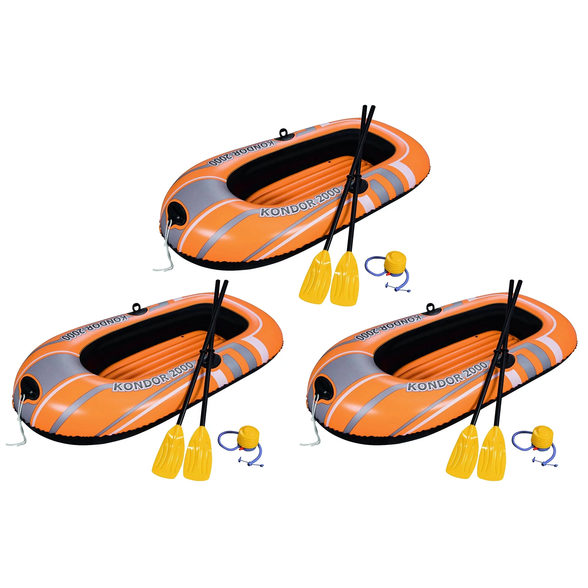 Bestway 77×45 Inches HydroForce Inflatable Raft Set with Oars and Pump (3 Pack)