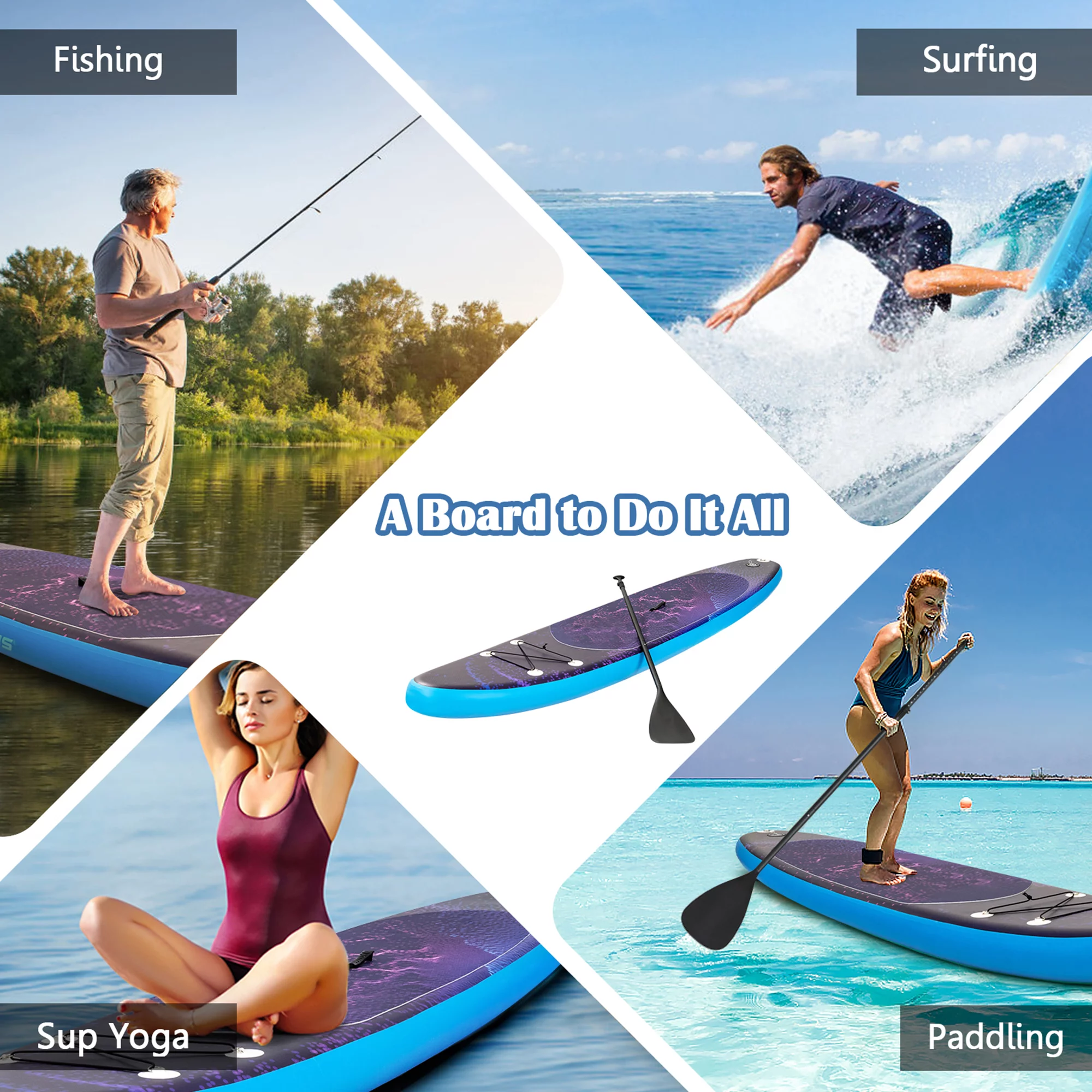 Gymax 10.5 ft Inflatable Stand-Up Paddle Board Non-Slip Deck Surfboard w/ Hand Pump