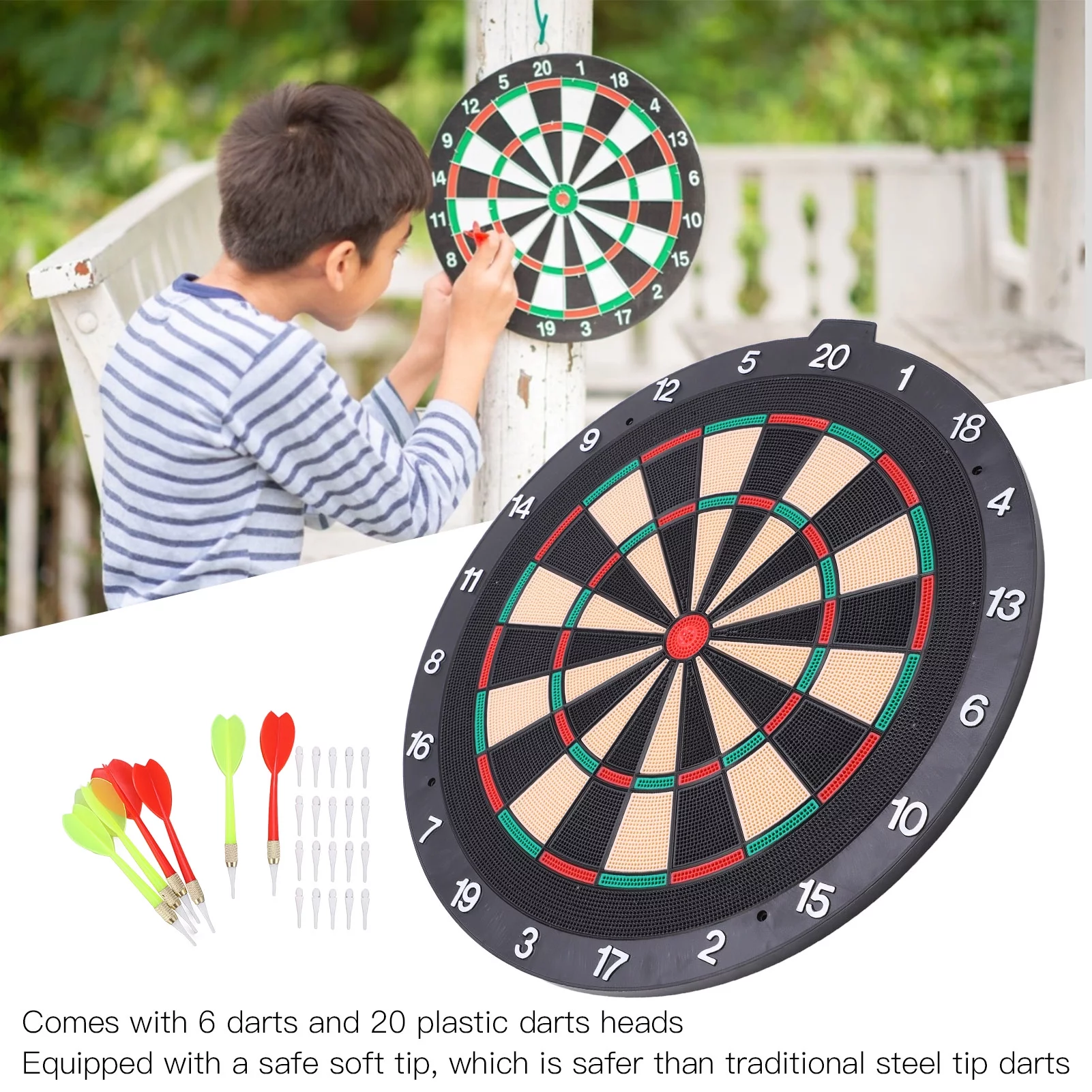 BuyWeek Excellent Darts Set Interesting Safety Toys 2 Installation Methods Complete Dart Game Gift for Office Relaxing Sport & Family Leisure Time