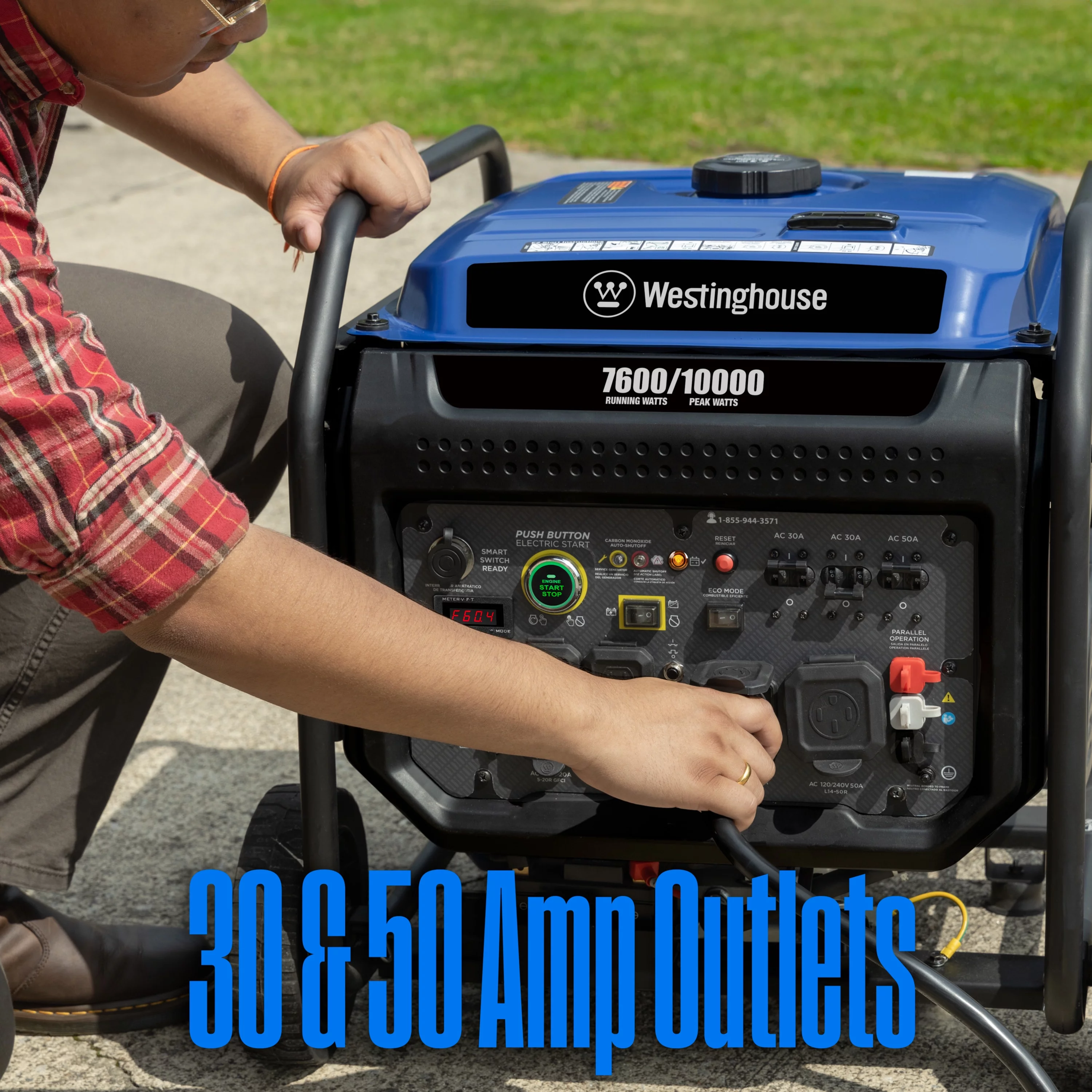 Westinghouse 10,000 Peak Watt Portable Inverter Generator, Gas Powered, Remote Start with CO Sensor