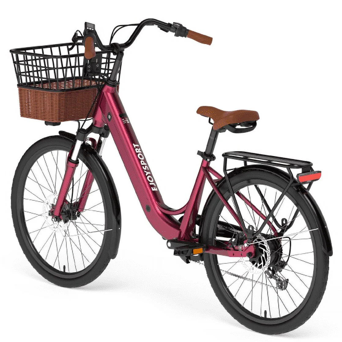 7 Speed Electric Bike, Electric Bike for Adults, 24″ Ebike 350W Adult Electric Bicycles Red