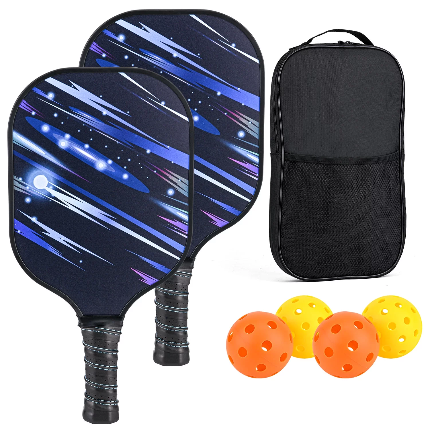 Carbon Fiber Pickleball Paddle, Polypropylene Honeycomb Core, Pickleball Racquets with 4 Balls and Backpack, 1.54lb