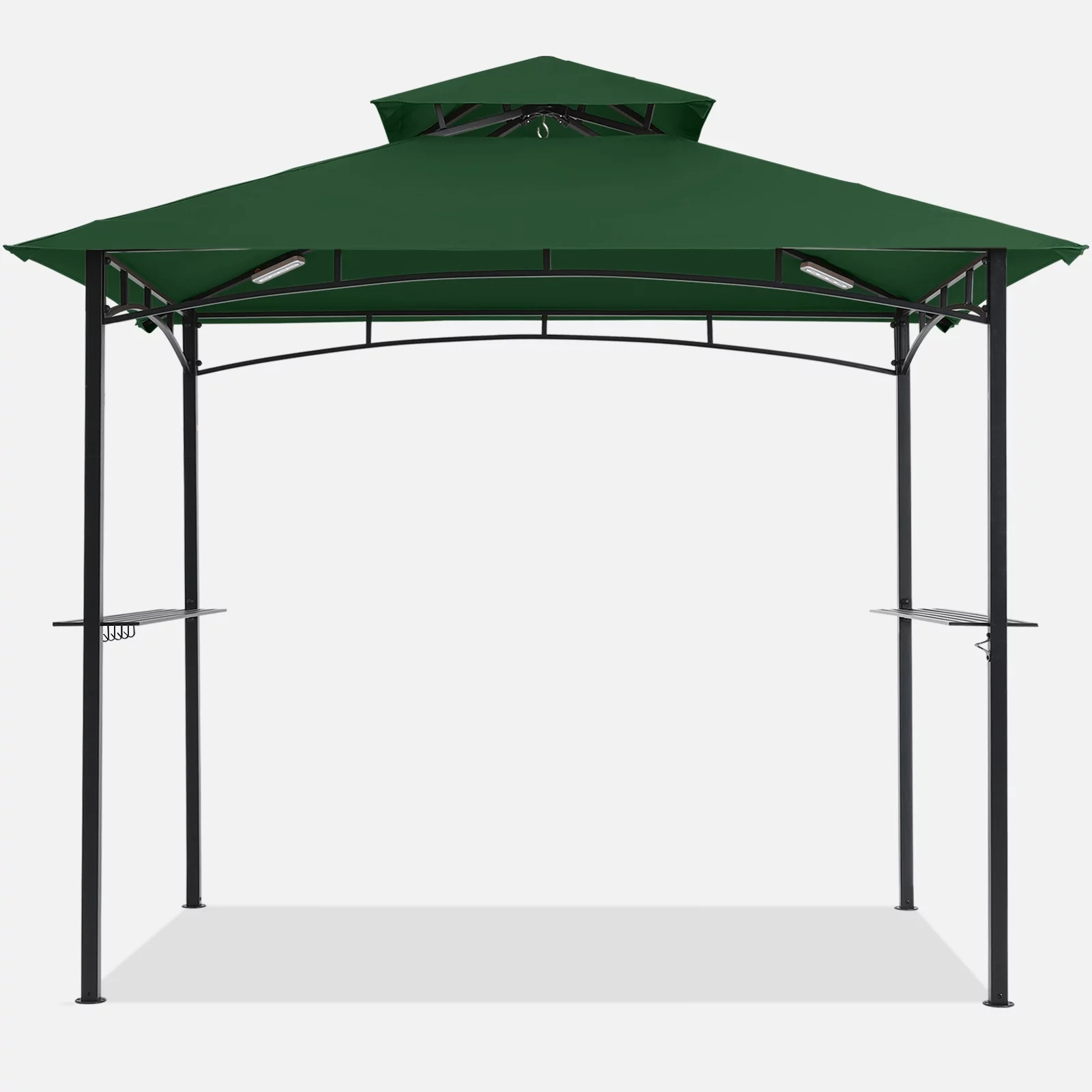 MASTERCANOPY 8′ x 5′ Grill Gazebo Tent Outdoor BBQ 2-Tiered Patio Gazebo Canopy with 2 LED Lights, Brown