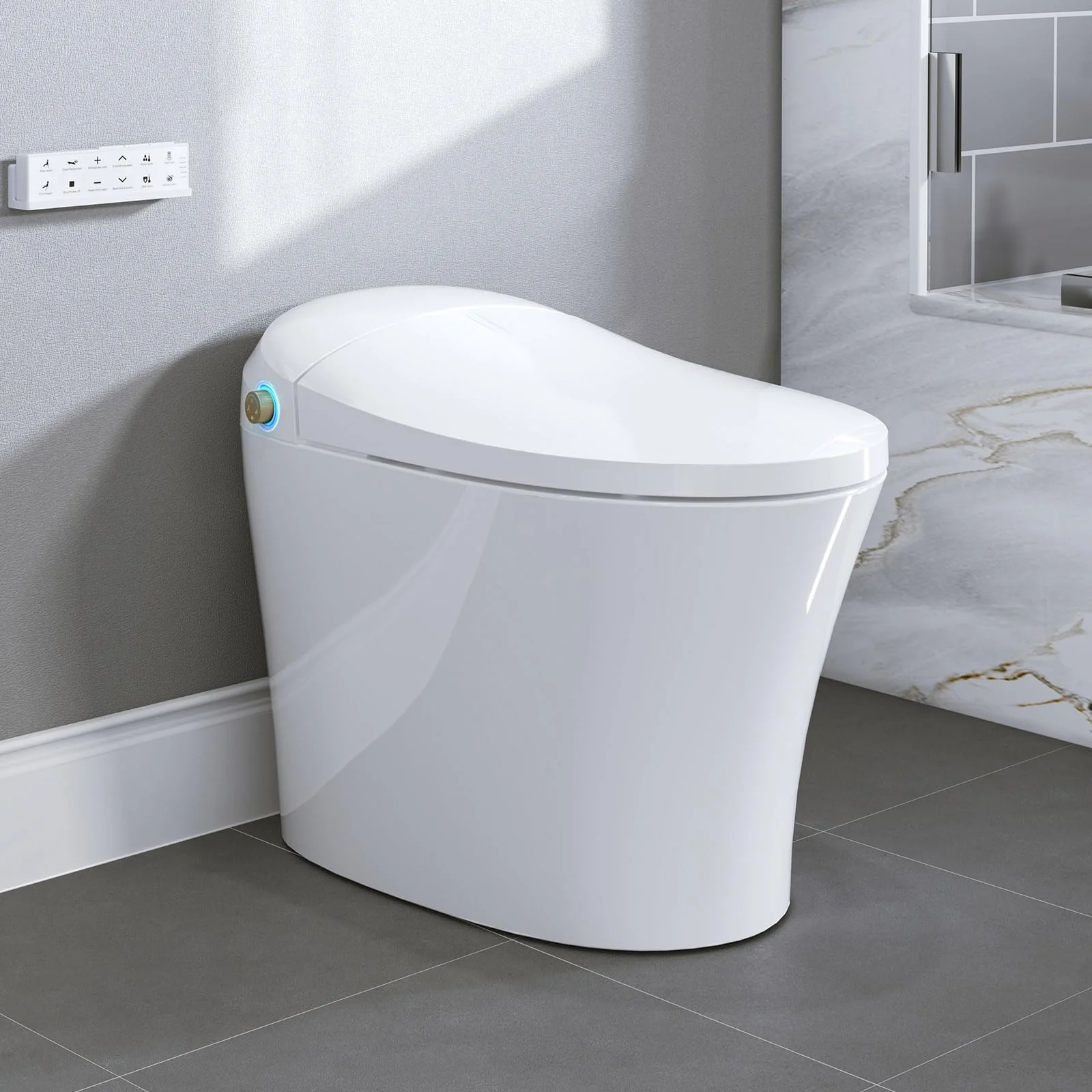 Horow Smart Toilet with Heated Seat, Automatic Power Flush Tankless,Ceramic One Piece Toilets for Bathroom