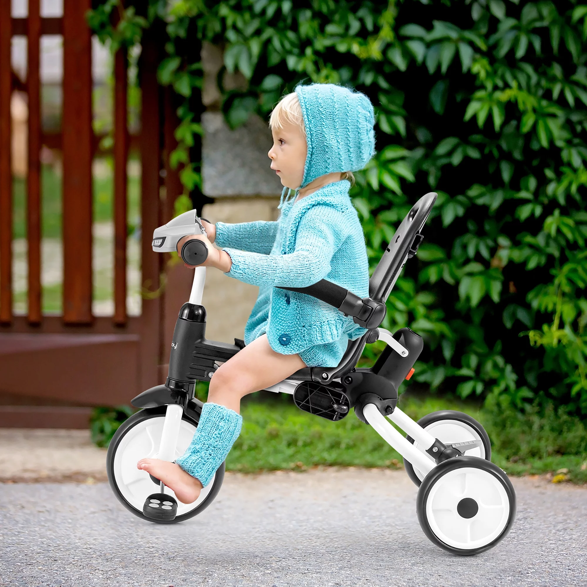 Babyjoy 6-in-1 Folding Baby Tricycle Toddler Bike Stroller W/ Adjustable Handle Gray