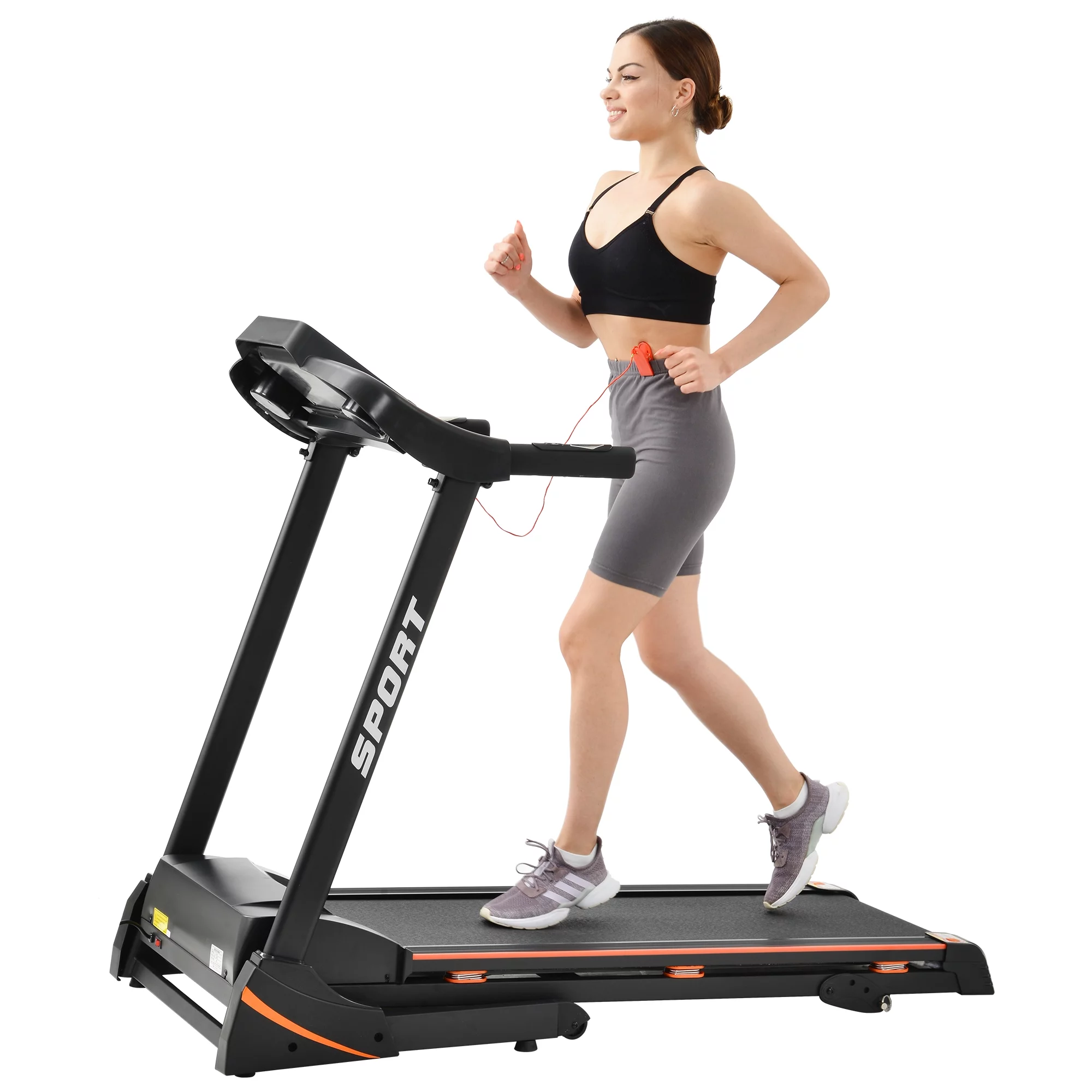 JT 3.5HP Folding Electric Treadmill With Incline Medium Running Machine ,330lb Folding Treadmill Electric Motorized Power 14.8KM/H ,Grade III adjustable