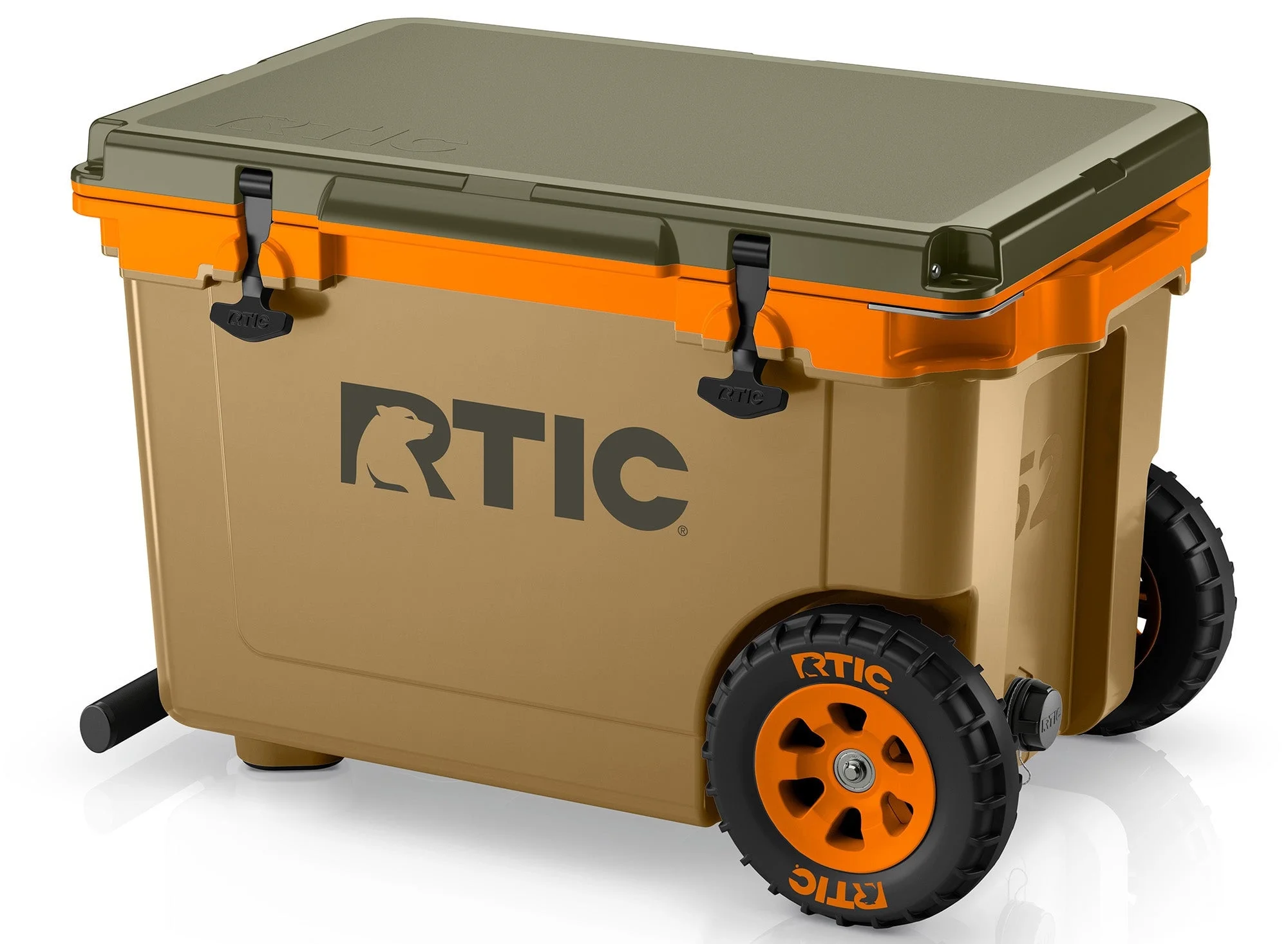 RTIC 52 QT Ultra-Light Wheeled Hard-Sided Ice Chest Cooler, White and Grey, Fits 78 Cans