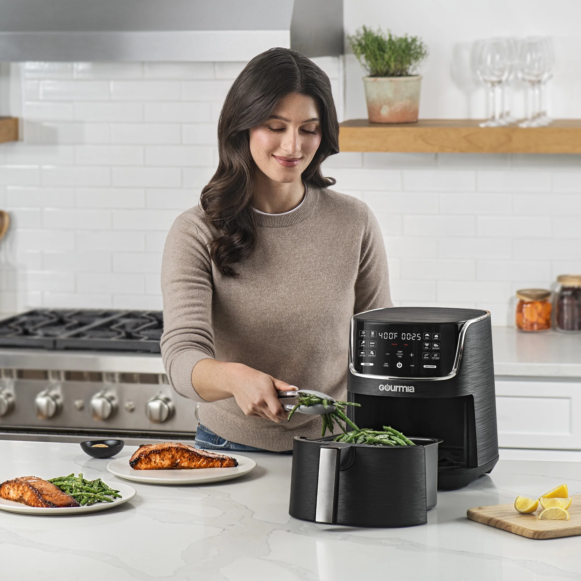 Gourmia 4-Quart Digital Air Fryer with 12 One-Touch Presets, New, GAF414, 12 in High