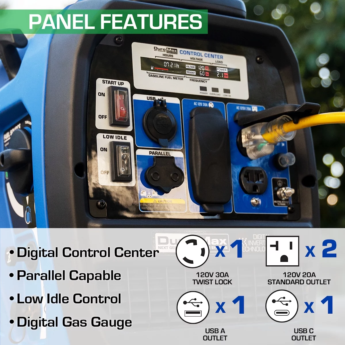 DuroMax XP2300iH 2,300 Watt Portable Dual Fuel Inverter Generator with CO Alert