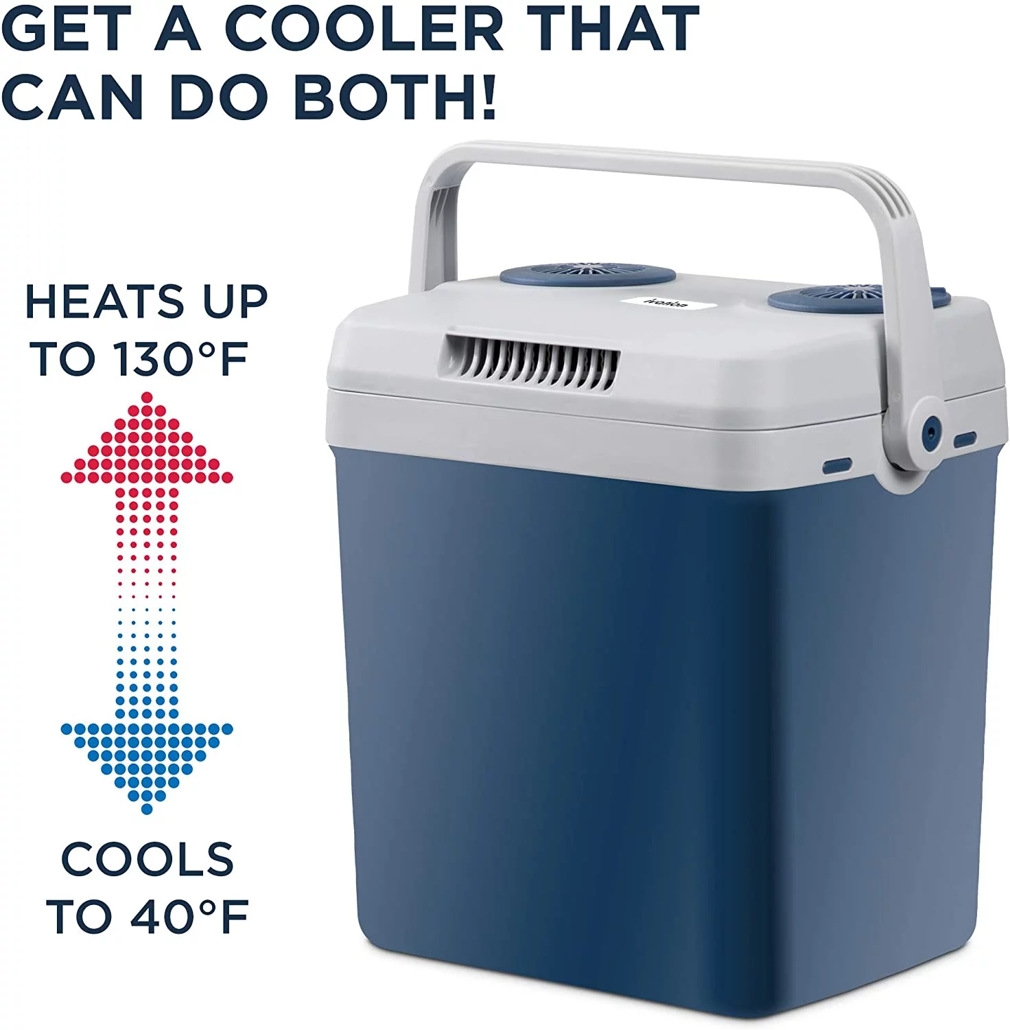 Ivation 25 L (27 Qt) Electric Cooler & Warmer Mini Portable Car Fridge for Camping & Travel – Blue