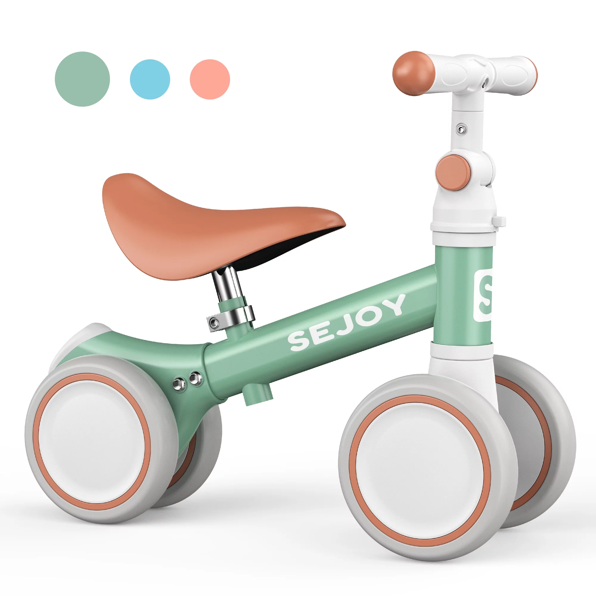 Sejoy Baby Balance Bike, Toddler Baby Bicycle with 4 Wheels 10-36 Months, Adjustable Handlebar Baby Outdoor Bike Riding Toy, First B-day Gift