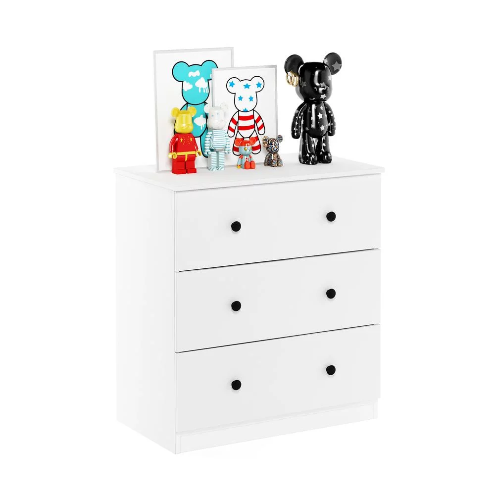 Furinno Tidur Simple Design 3-Drawer Dresser, Solid White