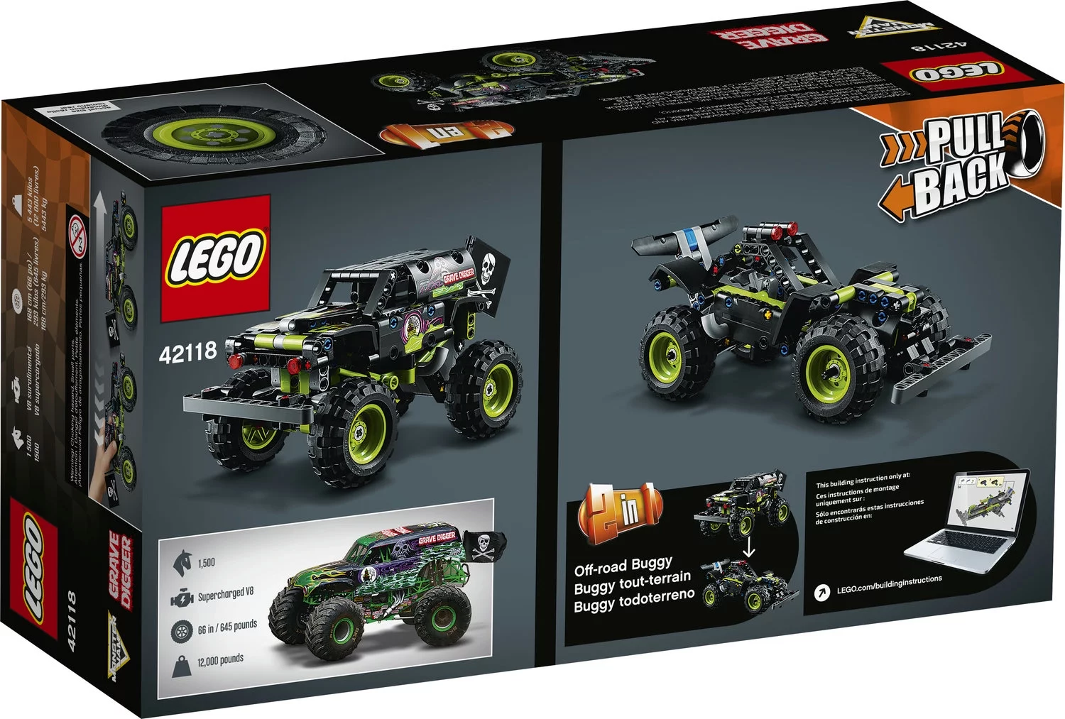 LEGO Technic Monster Jam Grave Digger 42118 Truck Toy to Off-Road Buggy, Birthday Gift for Grandchildren or any Monster Truck Fans, Kids, Boys and Girls 7 Ages 7 and Up