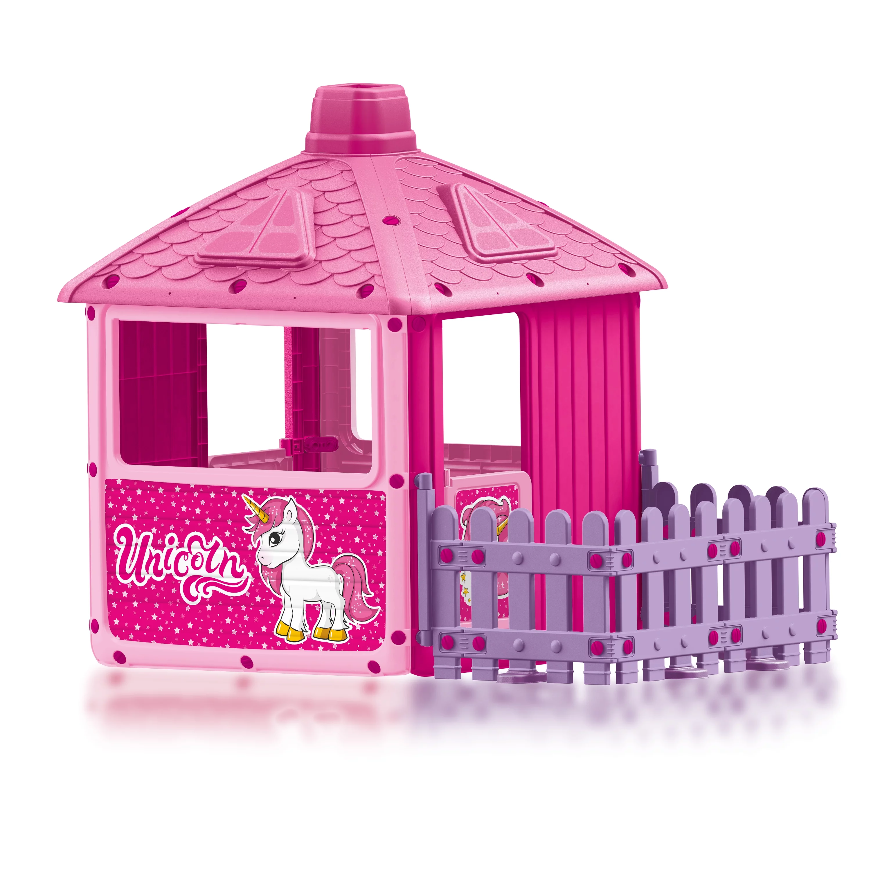 Dolu Toys – Unicorn Play House with Fenced Garden, Pink