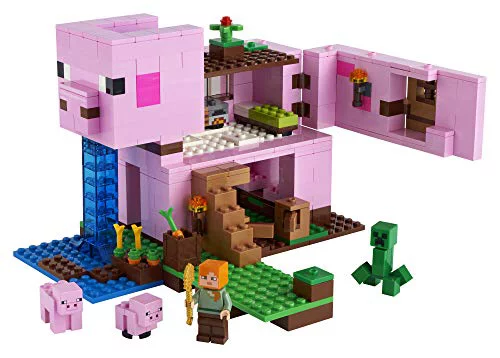 LEGO Minecraft The Pig House, 21170 with Alex, Creeper and 2 Pig Figures, Animal Building Toy, Gift Idea for Kids, Boys & Girls ages 8+