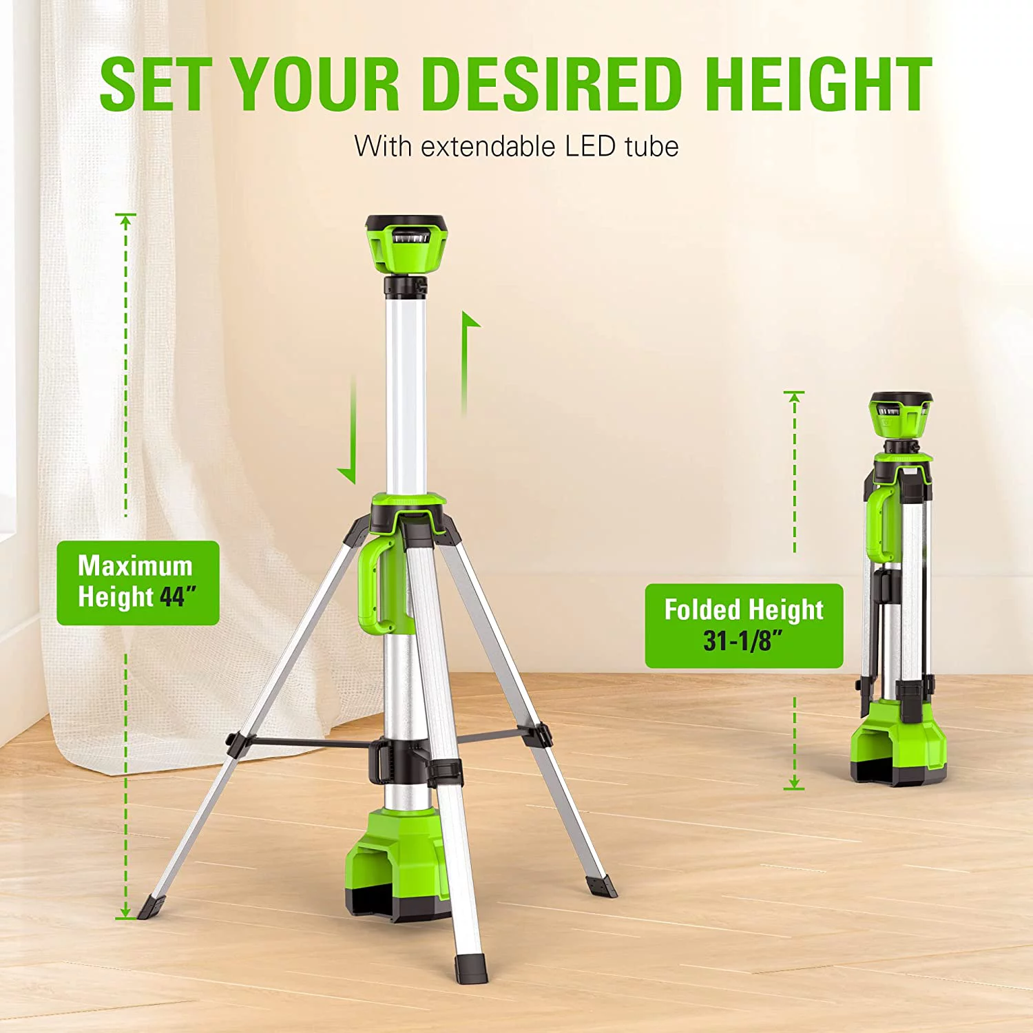 Greenworks 24V 2-in-1 Standing Light, LED Work Light with 2Ah Battery and Charger