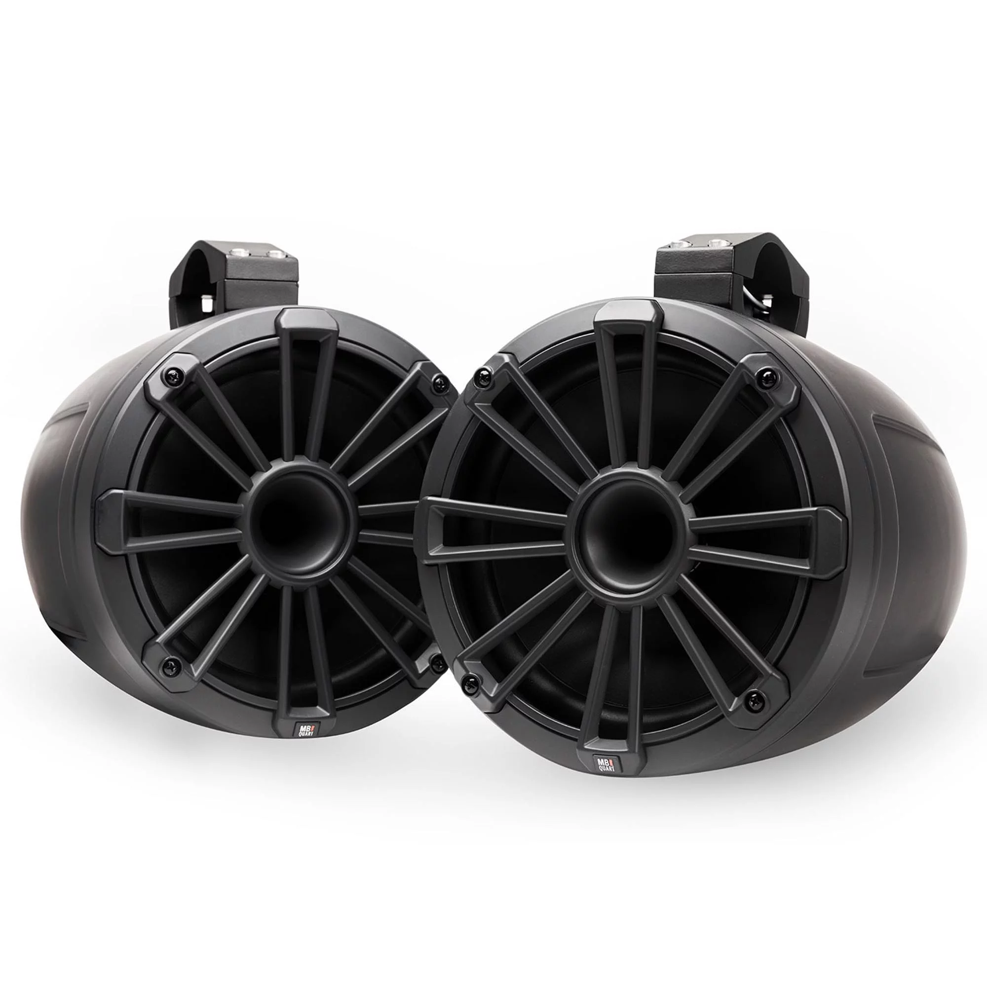 MB Quart NHT2-120 Nautic 8 Inch Marine Compression Horn Tower Speakers. Black, Silver and White Grills Included