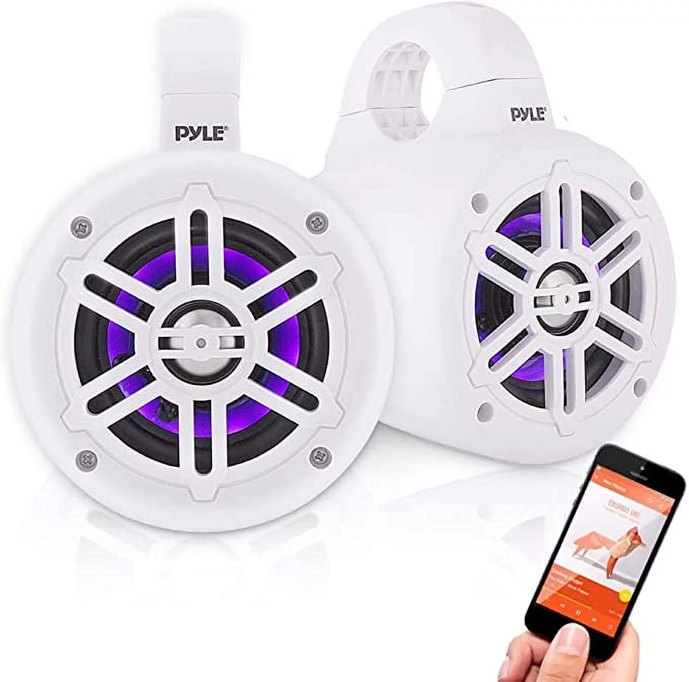 Pyle PLMRLEWB47WB 4 Inch 300 Watt Bluetooth Marine Tower Speaker System, Pair