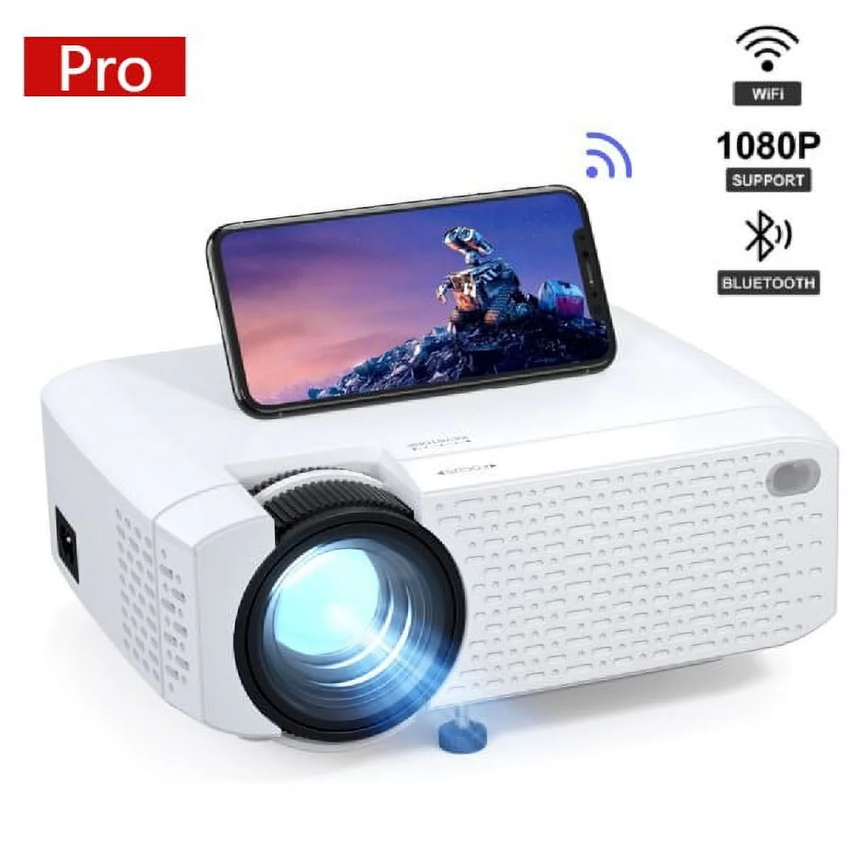 Crosstour WiFi Mini Portable Projector, HD 720P Supported Portable Video Outdoor Movie Projector with 200” Large Screen