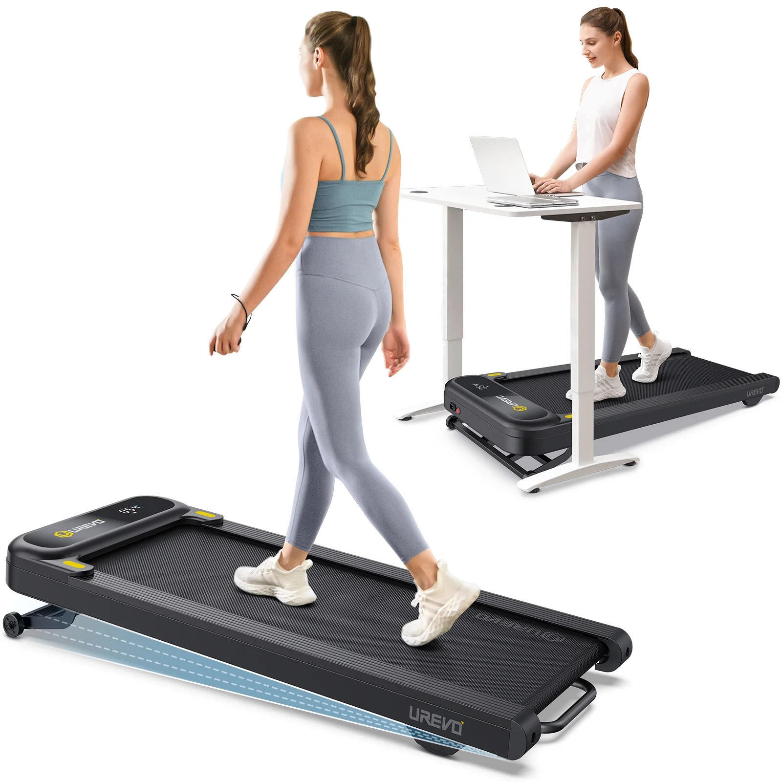 Walking Pad 2 in 1 Under Desks Treadmill with Remote Control Mini Portable Treadmill for Home Office