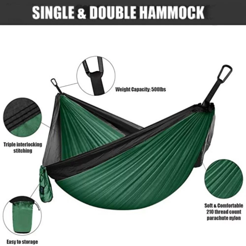 Maraawa Camping Hammock Double Portable Hammock 11878in, Camping Accessories for Outdoor, Indoor, Travel, Beach Dark Green