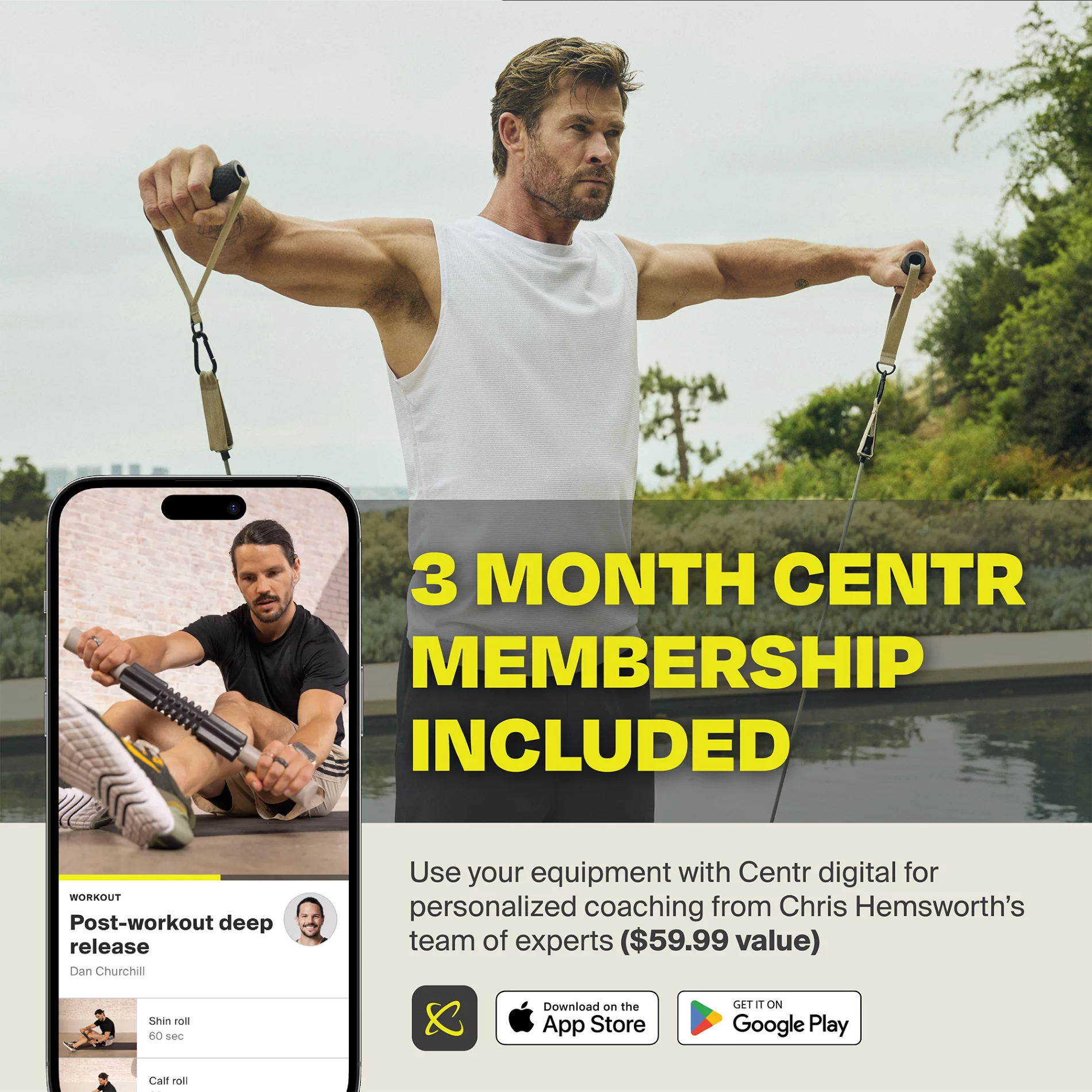 Centr by Chris Hemsworth Recovery Kit, Targets Sore Muscles, 6-Piece Set with 3-Month Centr Membership