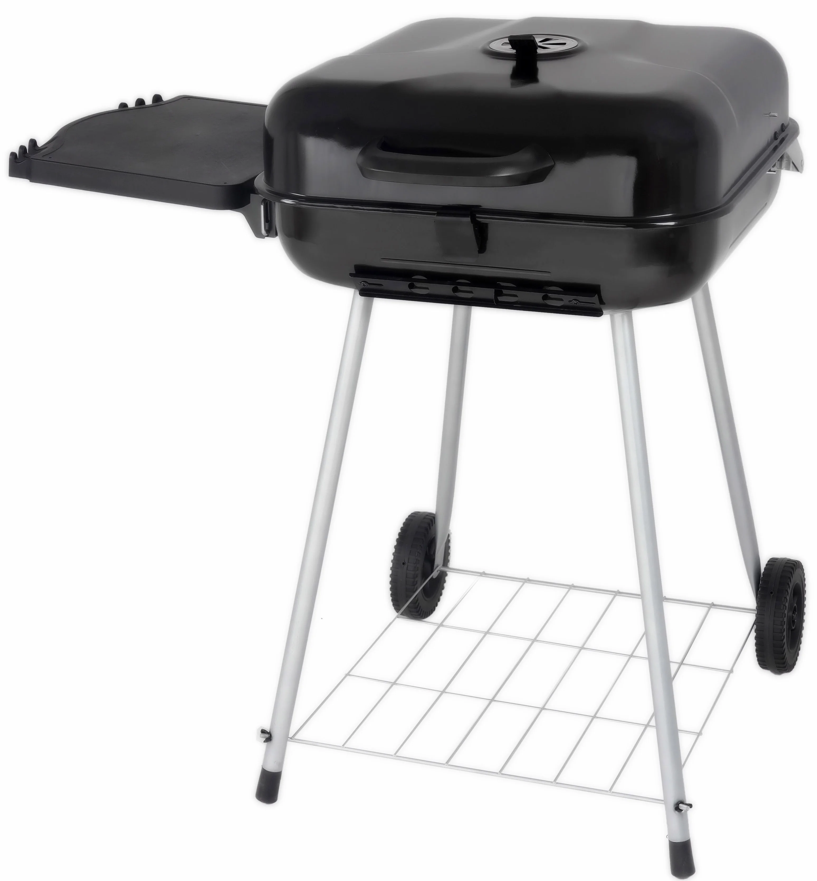 RevoAce 22″ Square Steel Charcoal Grill with Foldable Side Shelf, Black