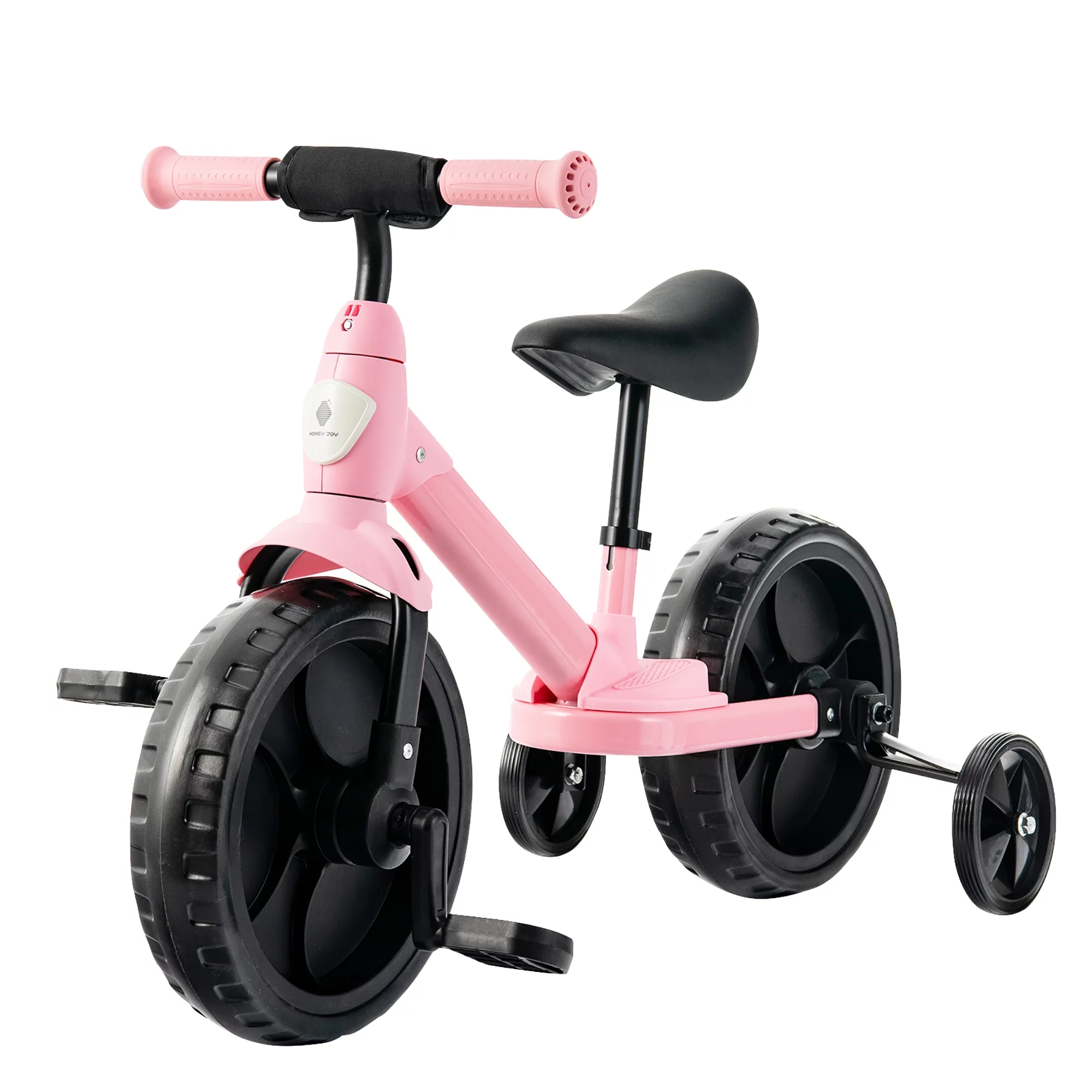 Costway 4-in-1 Kids Training Bike Toddler Tricycle w/ Training Wheels & Pedals Pink