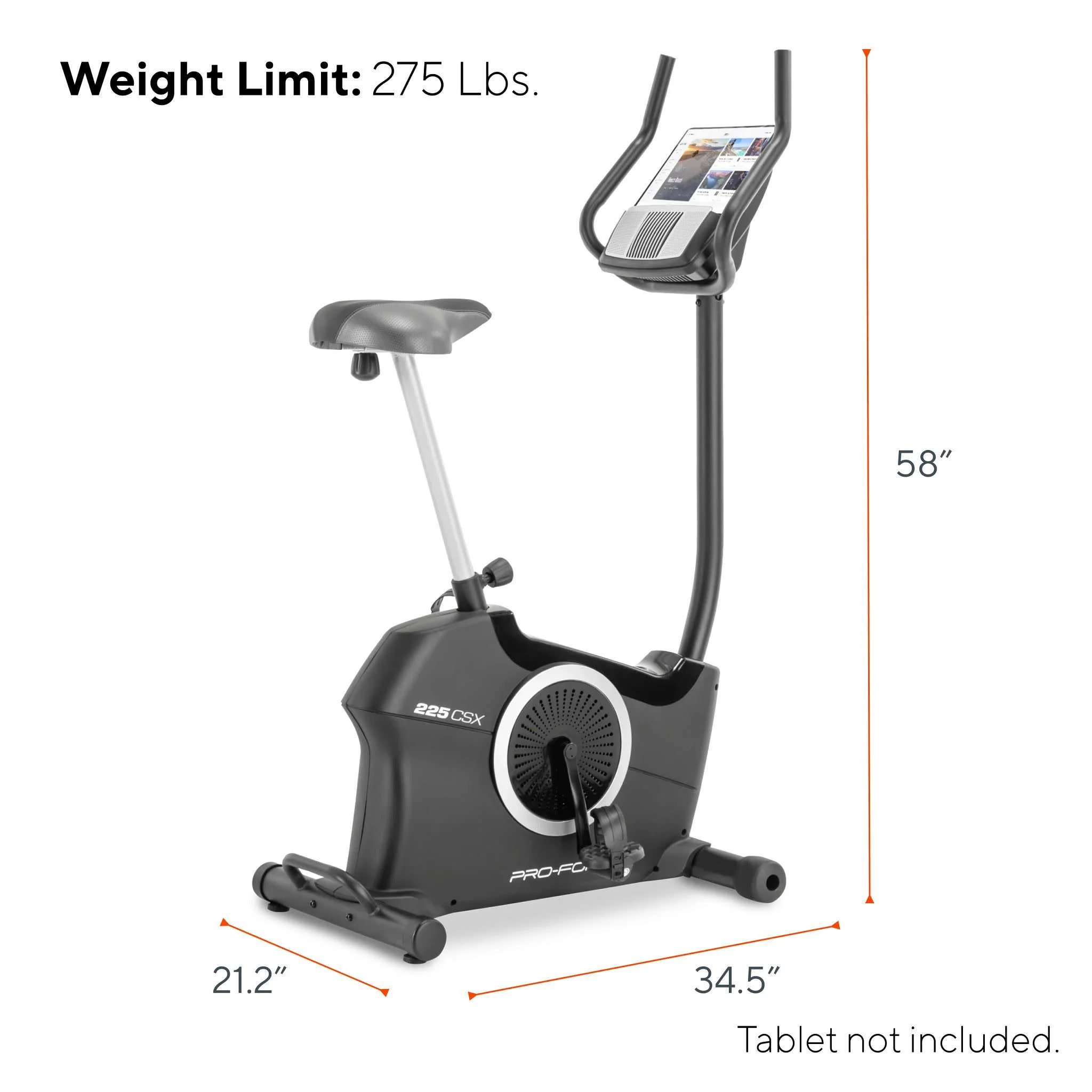 ProForm 225 CSX; Recumbent Exercise Bike with 5?? Display, Built-In Tablet Holder and Embedded Fan