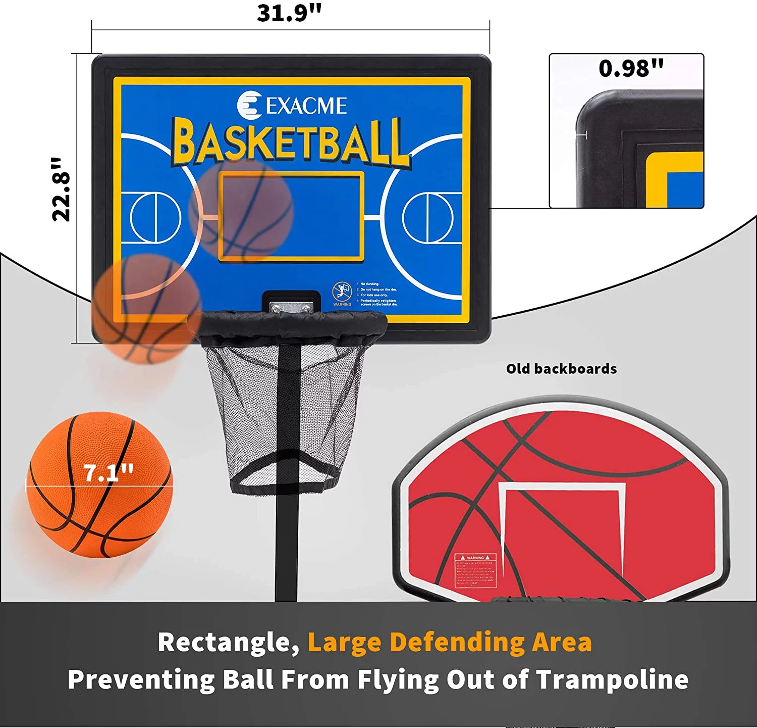 ExacMe Trampoline Basketball Hoop Game Play Sport w/ U-Bolt Attachment, Red