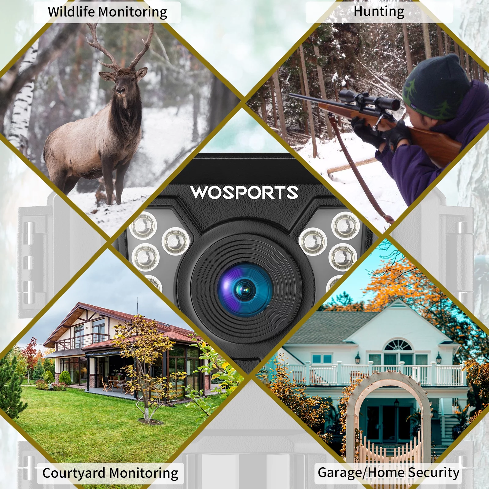 WOSPORTS Mini Trail Camera 24MP 1080P Waterproof Infrared Digital Hunting Game Camera