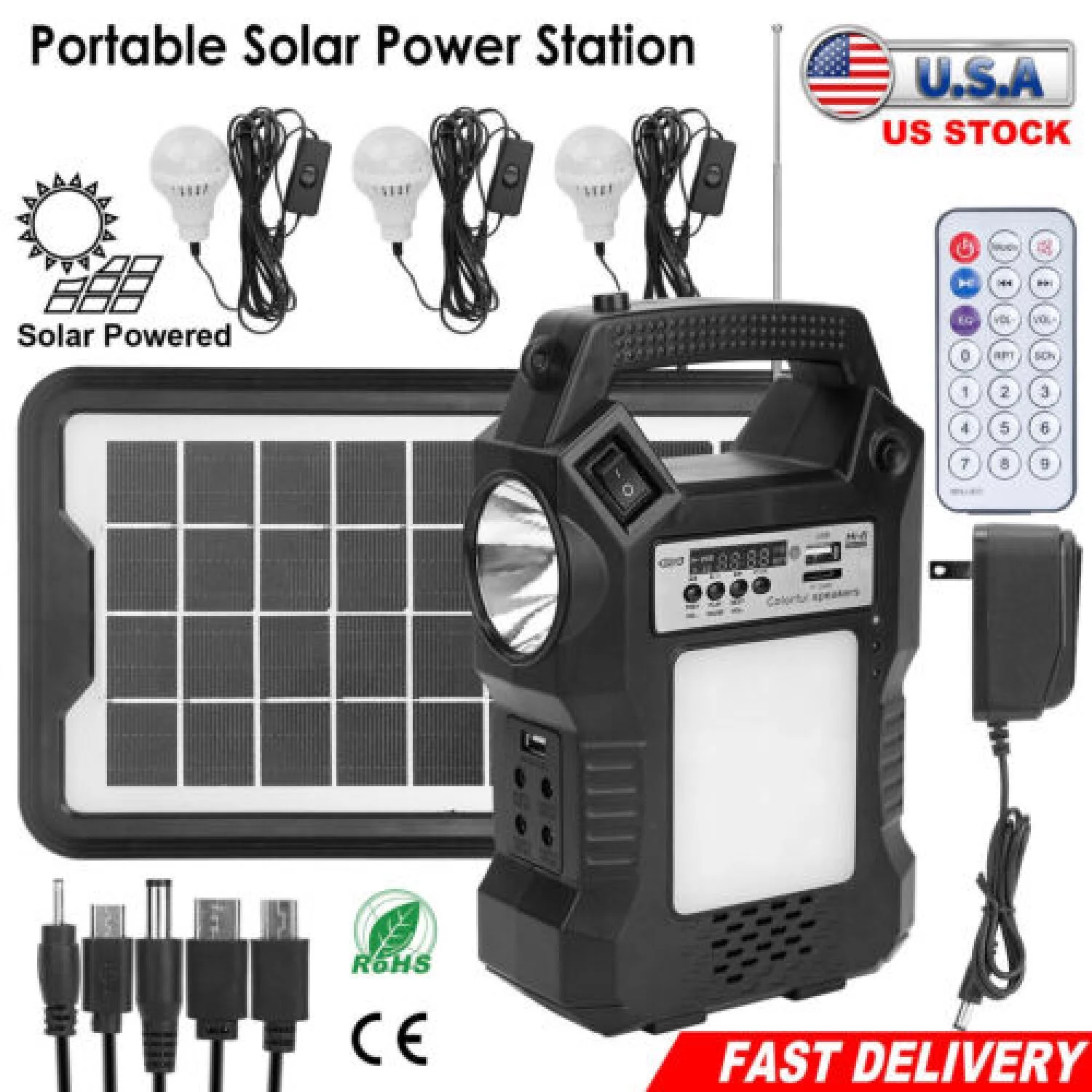 Power Station Solar Generator Panel Power Bank Outlet Camping Emergency Portable